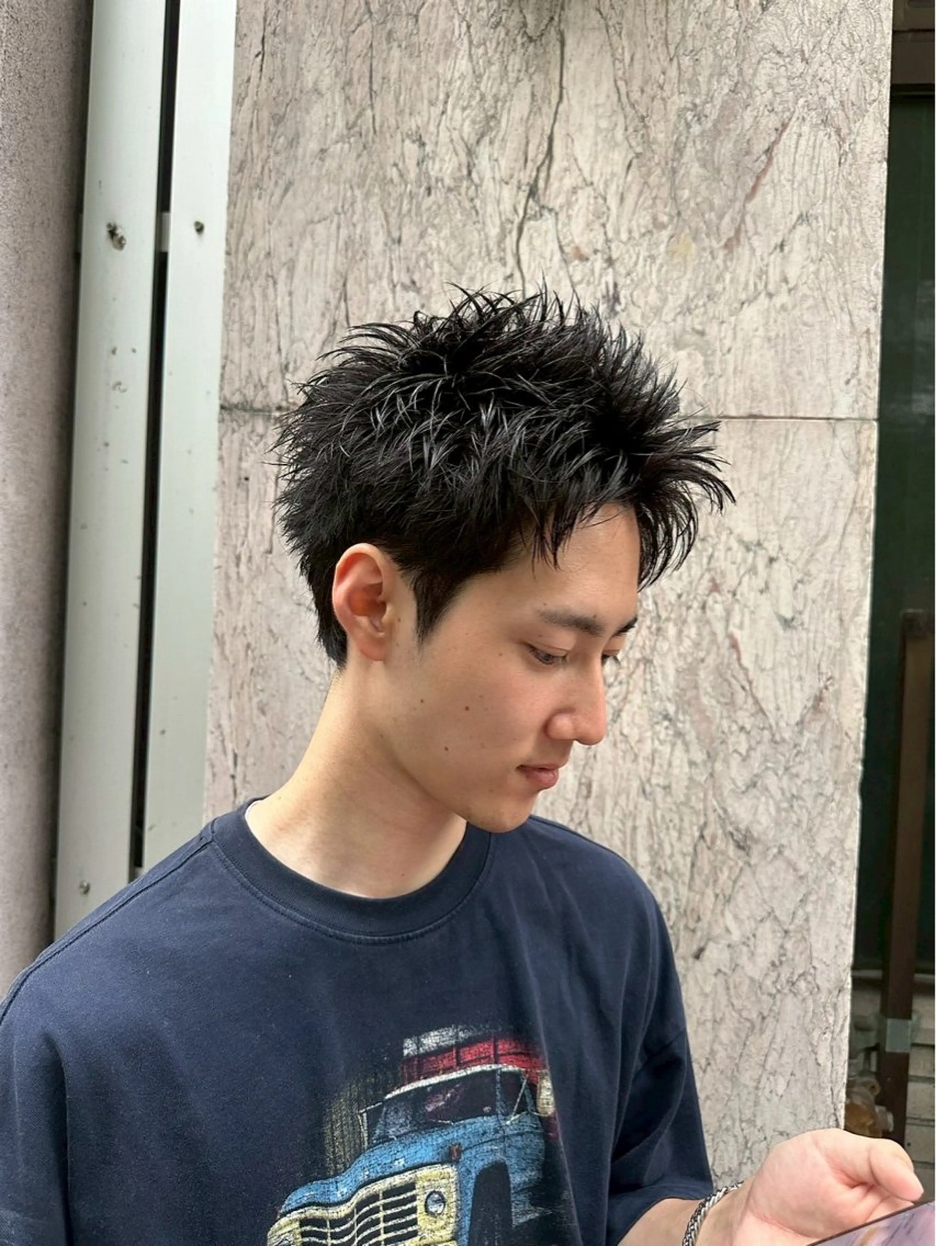 メンズ スパイキーショート メンズ専門/パーマ 特化/栄/北出瑞貴のヘアスタイル