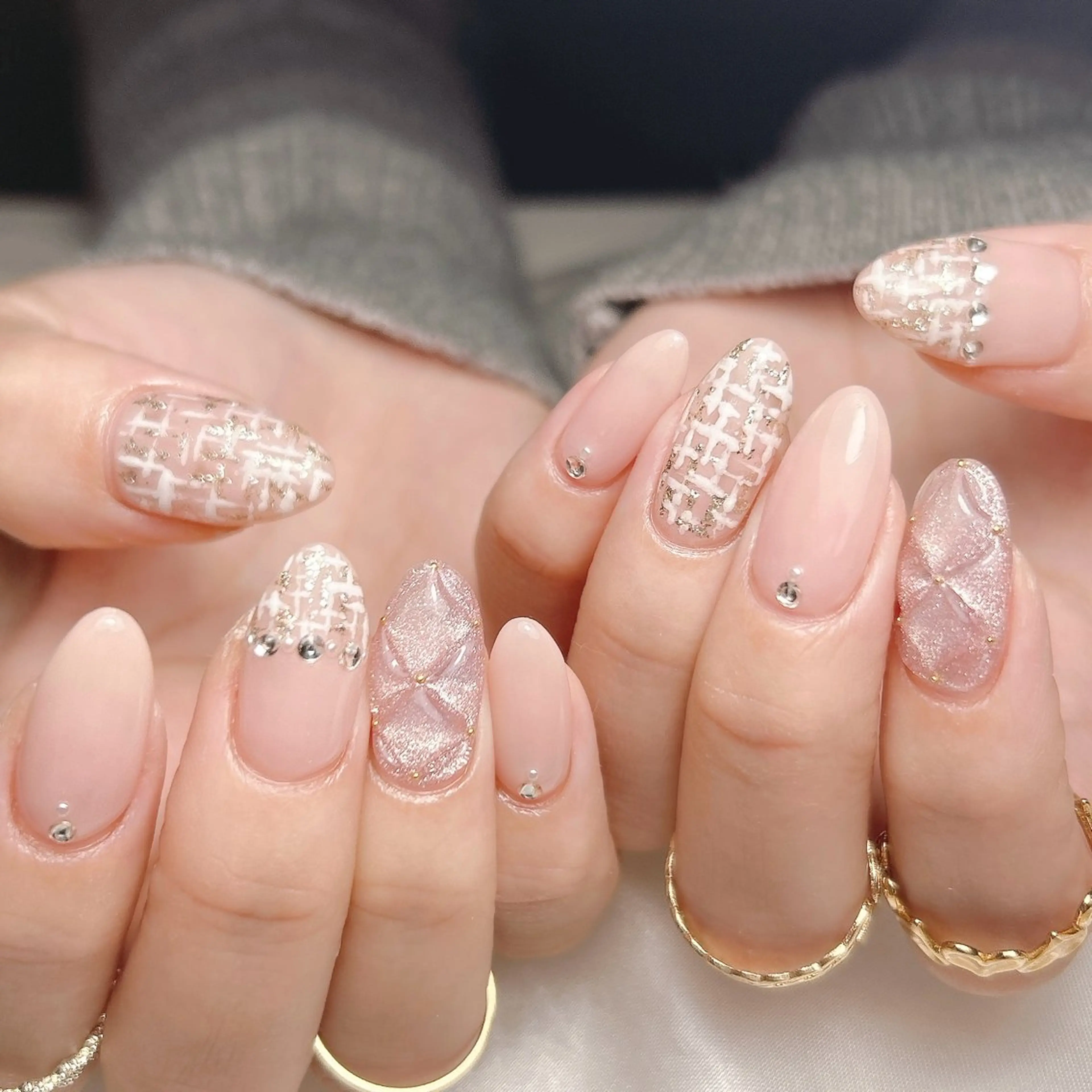 ネイル ツイードネイル ハンドネイル junna 金山.東別院.上前津のネイルデザイン