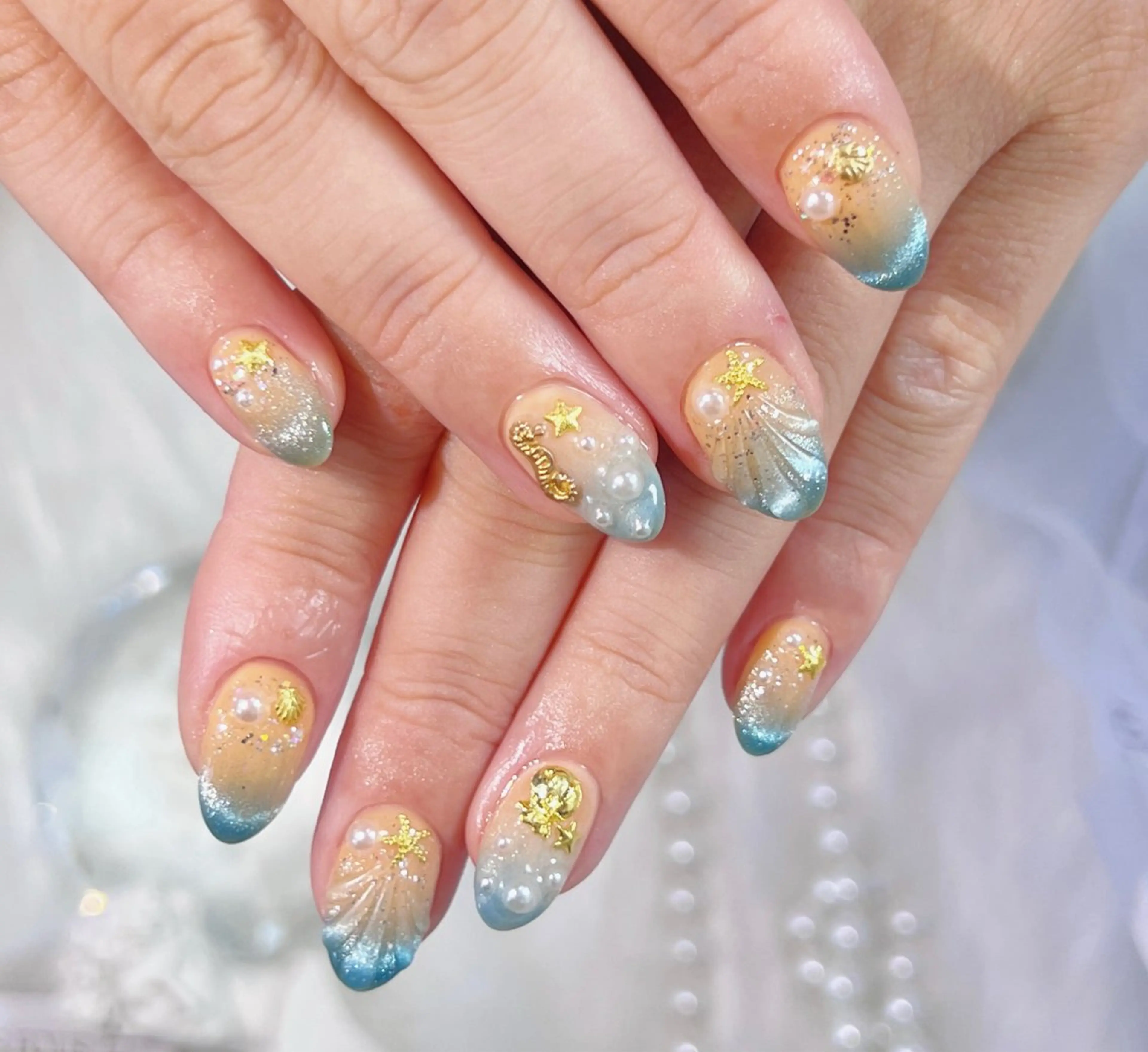 ネイル フレンチネイル マグネットネイル 持ち込み スカルプネイル 夏ネイル ハンドネイル Painty所属・Painty nailのネイルデザイン