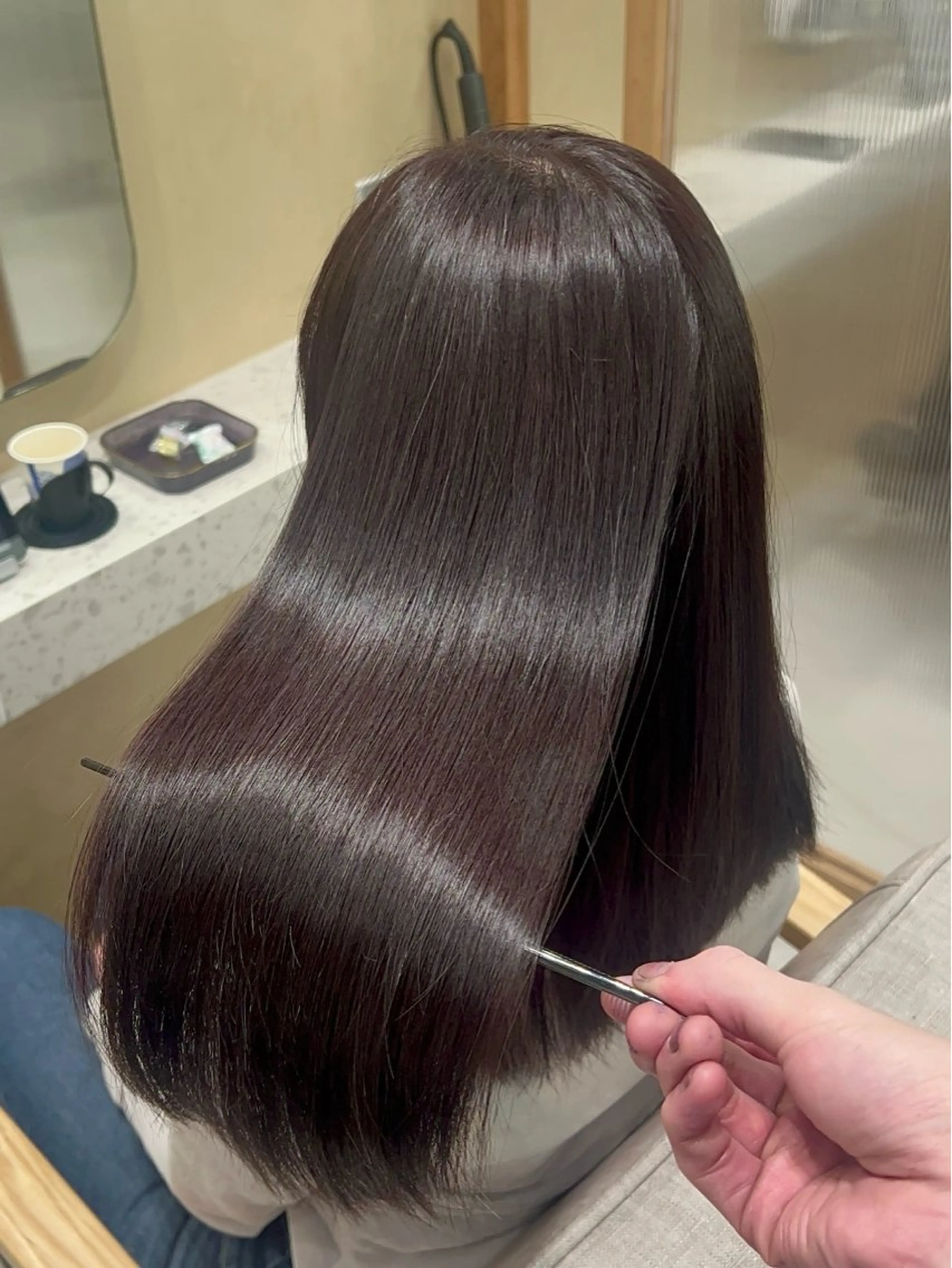 セミロング アッシュ アッシュブラウン 髪質改善 トリートメント ヘアカラー トリートメント 💎髪質改善/艶髪 💎mizuki💎のヘアスタイル