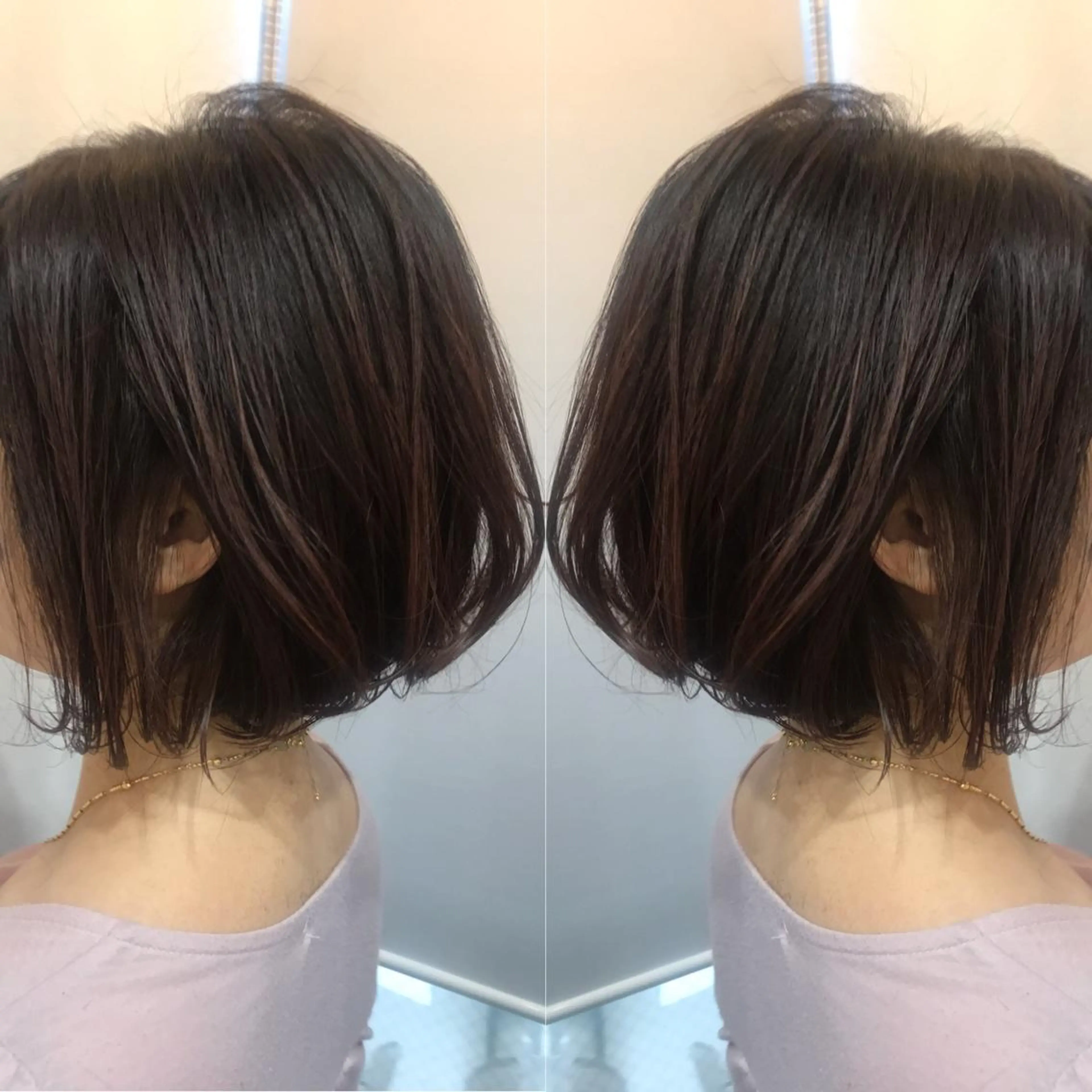 ミディアム カラー カシス ピンクカラー ボブ 柴田 祐輔のヘアスタイル