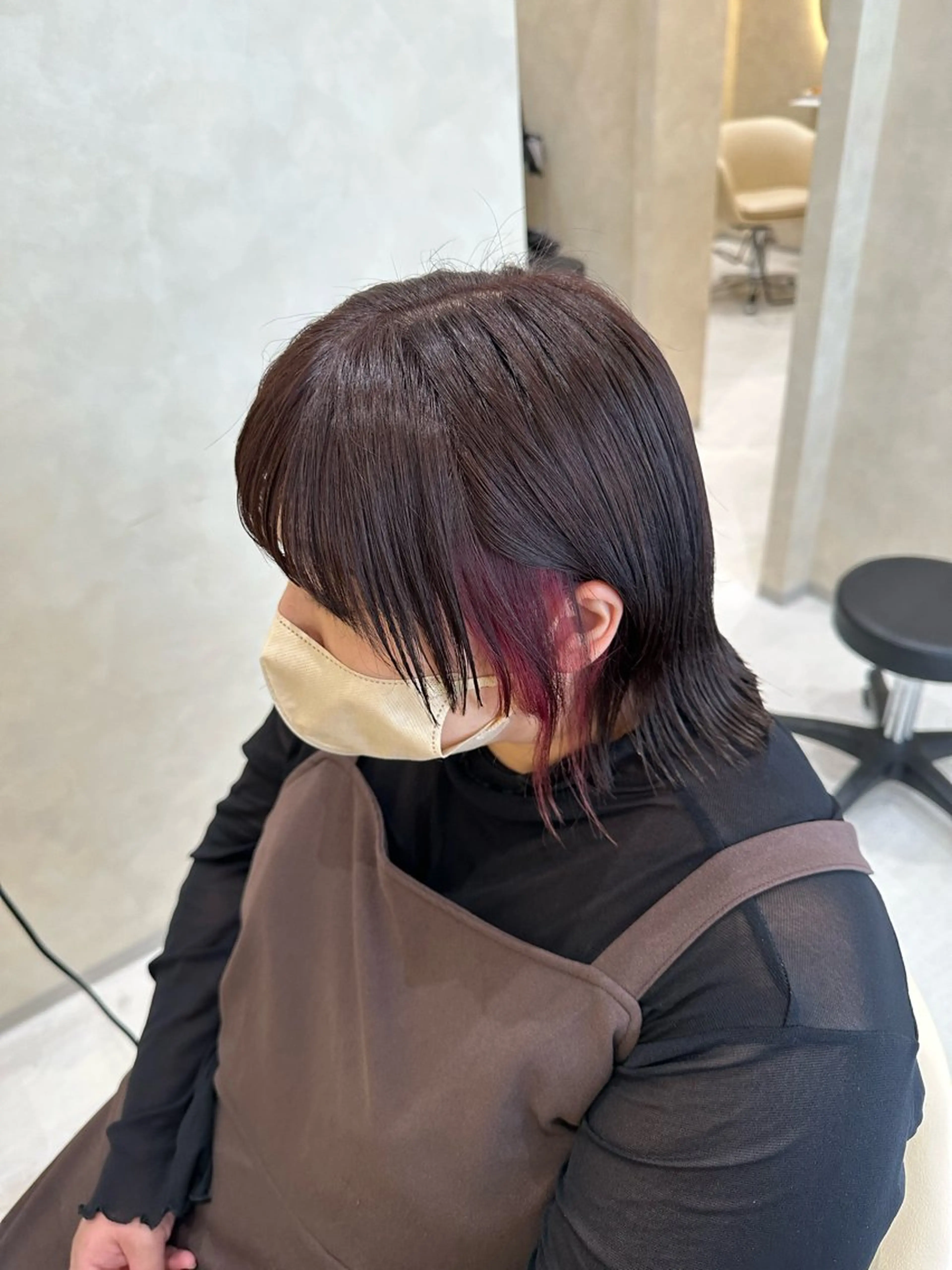 ミディアム ピンクブラウン カット ヘアカラー トリートメント 松浦 永里のヘアスタイル