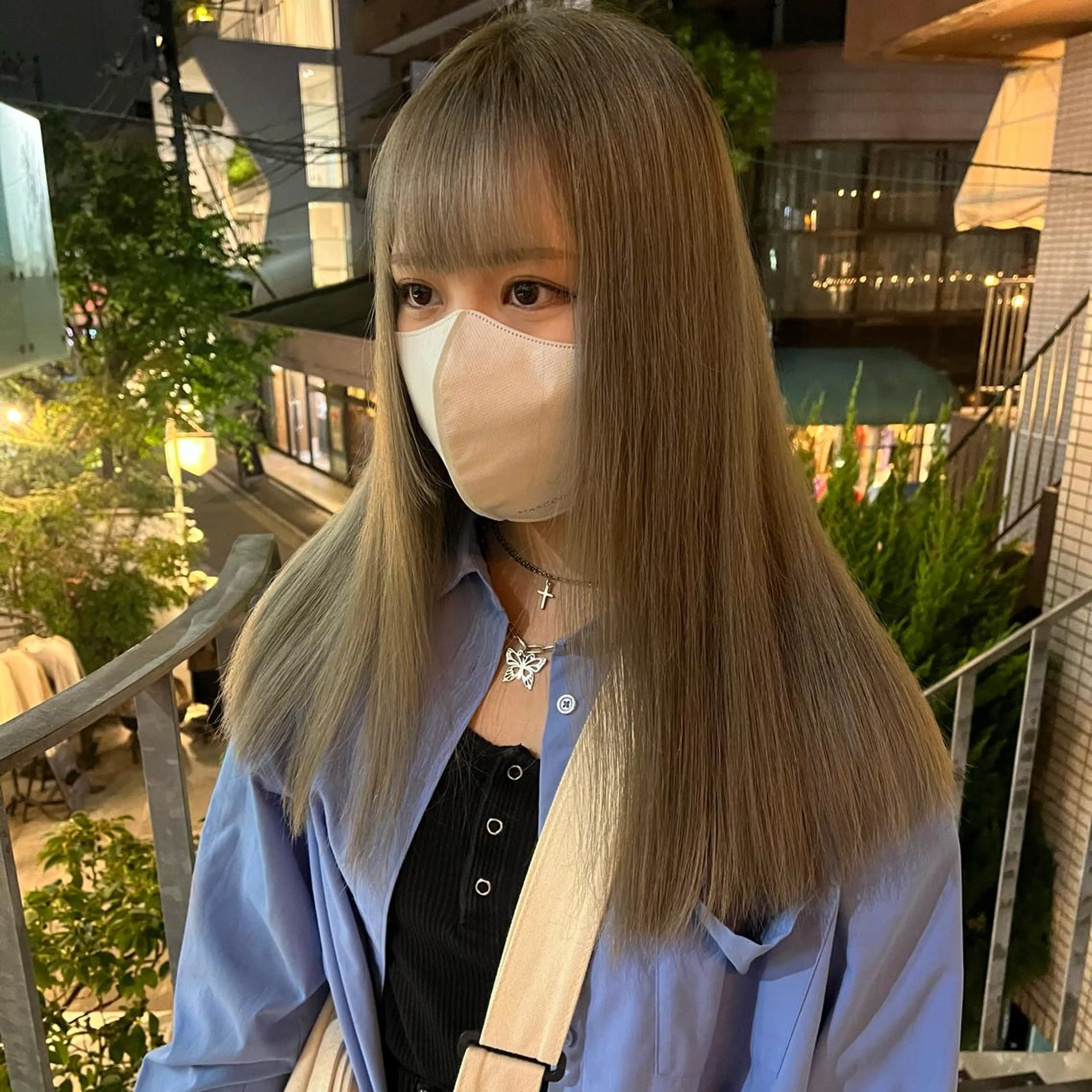 ロング カラー グレージュ ボブハイトーン🦖 デザインMAMIのヘアスタイル