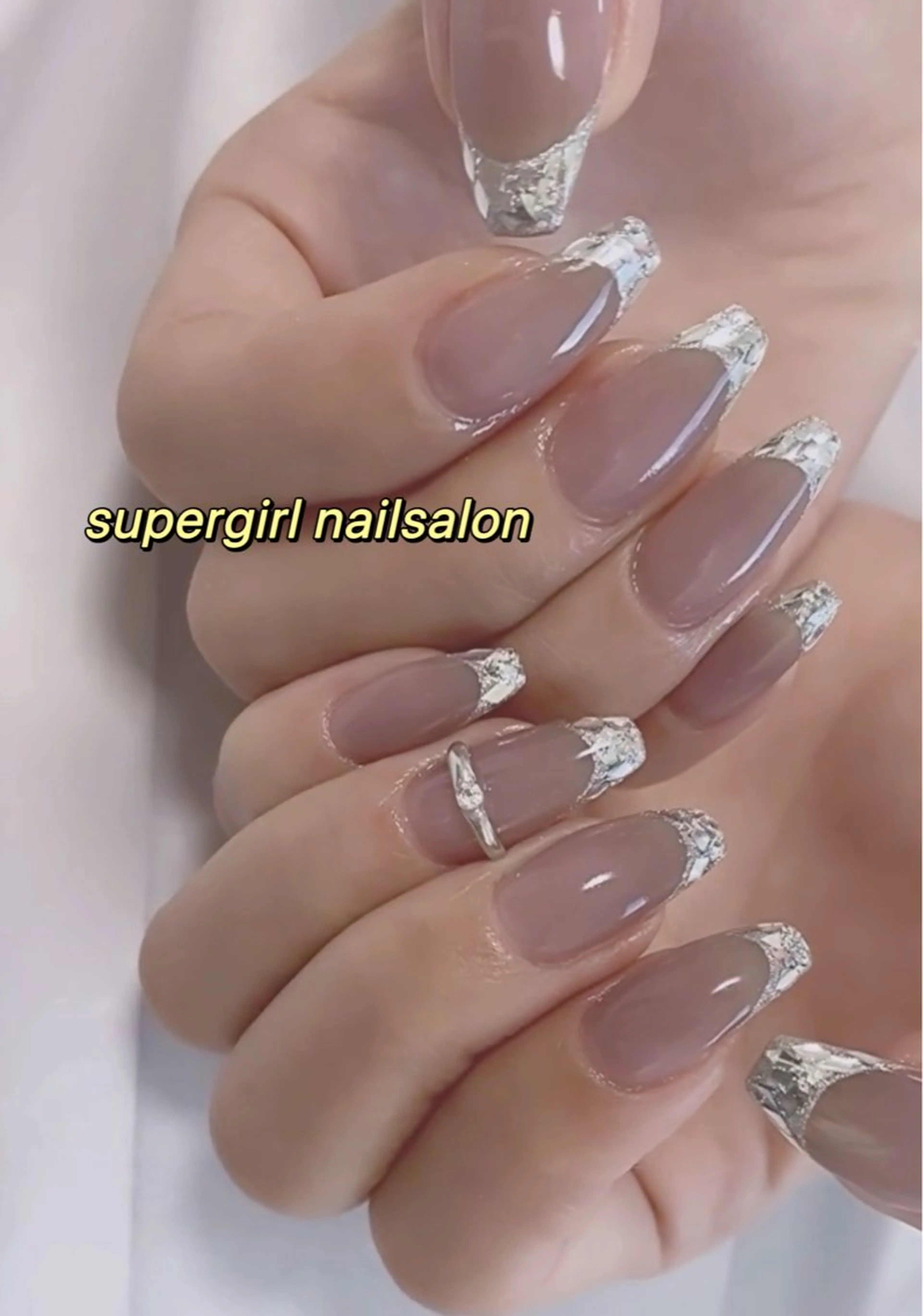 ✨フレンチネイル/ガラスフレンチ/ミラーフレンチ【オフ、ケア込み】¥6680✨の写真