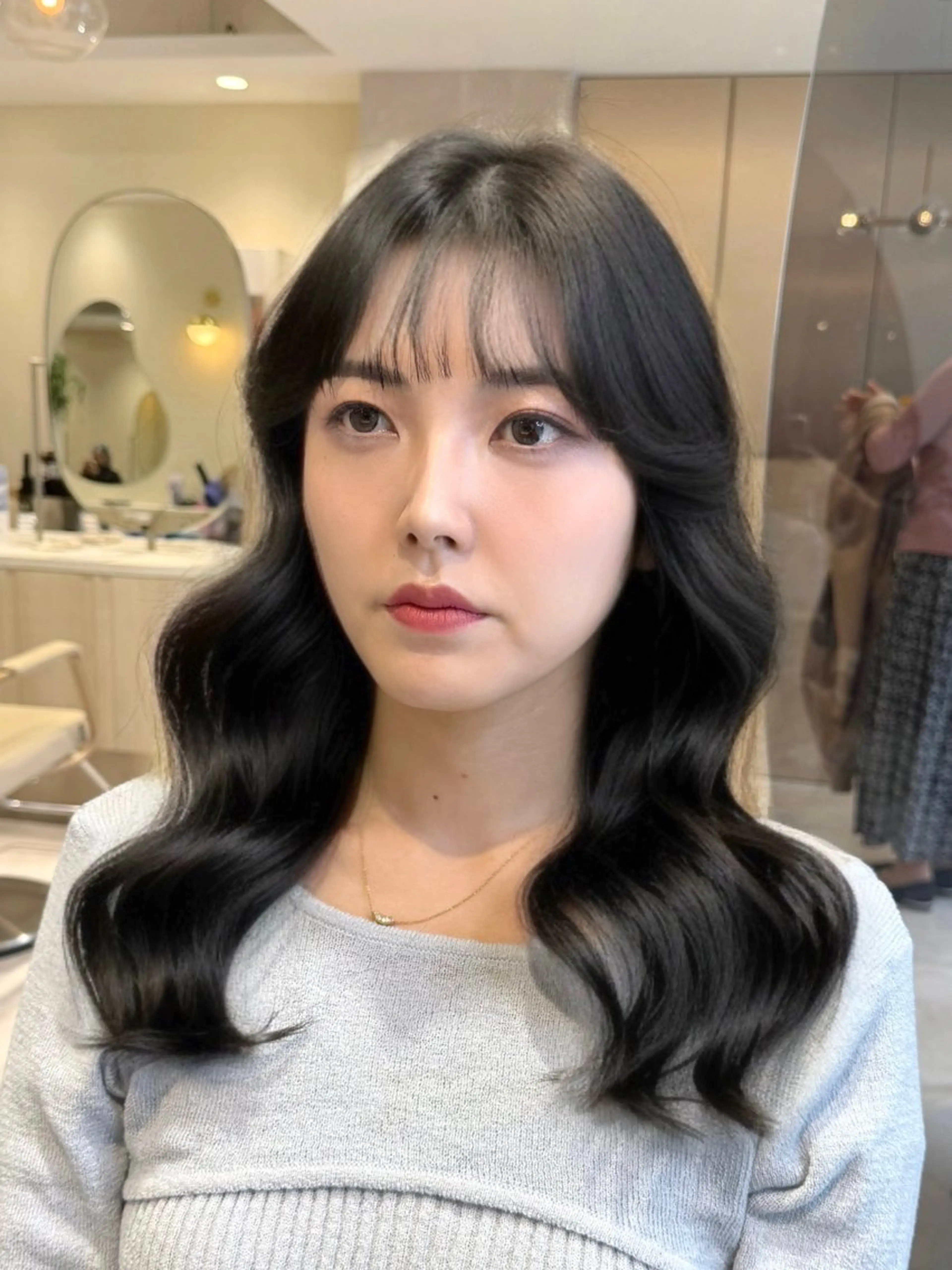 ロング カラー 黒髪 ブルーカラー ブルーブラック イルミナカラー 韓国風ヘア カット ヘアカラー トリートメント Ms.CHARM所属・透明感カラー🌿 グレージュ🐺陽介のヘアスタイル