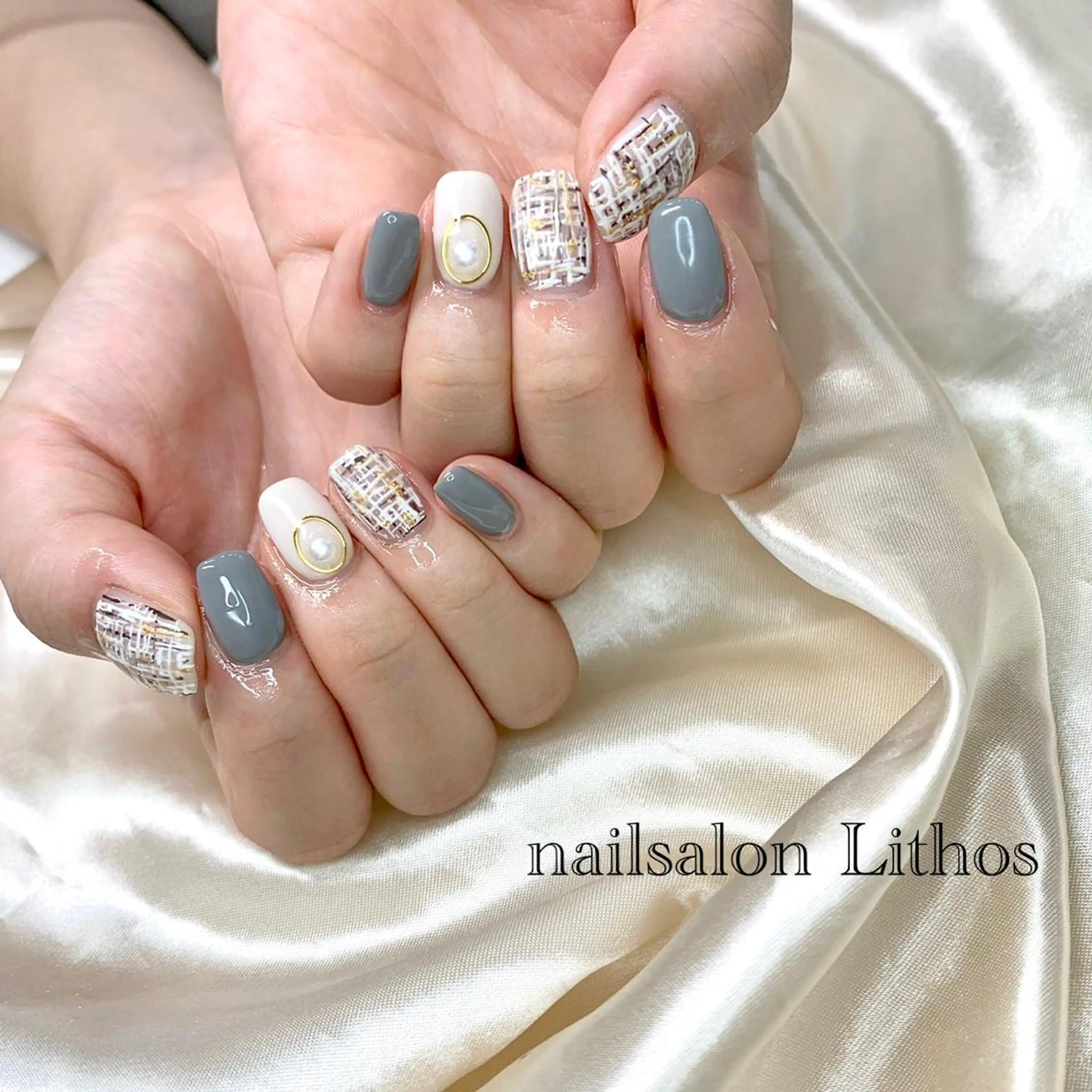 ネイル ツイードネイル ハンドネイル nailsalon Lithos所属・nailsalon Recontreのネイルデザイン