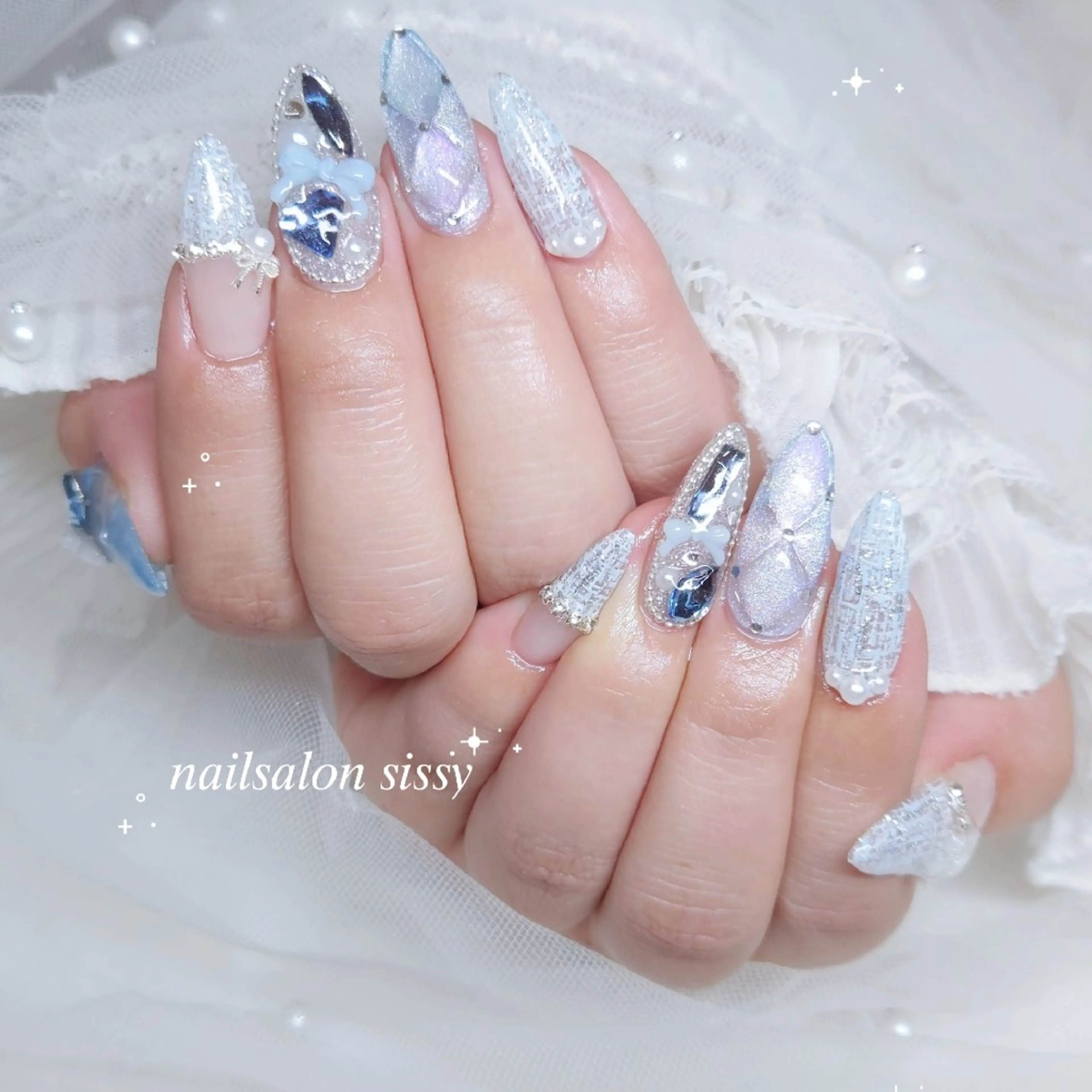 ネイル ガーリー ツイードネイル ワンホンネイル ハンドネイル nailsalon sissy所属・sissy hatsuneのネイルデザイン