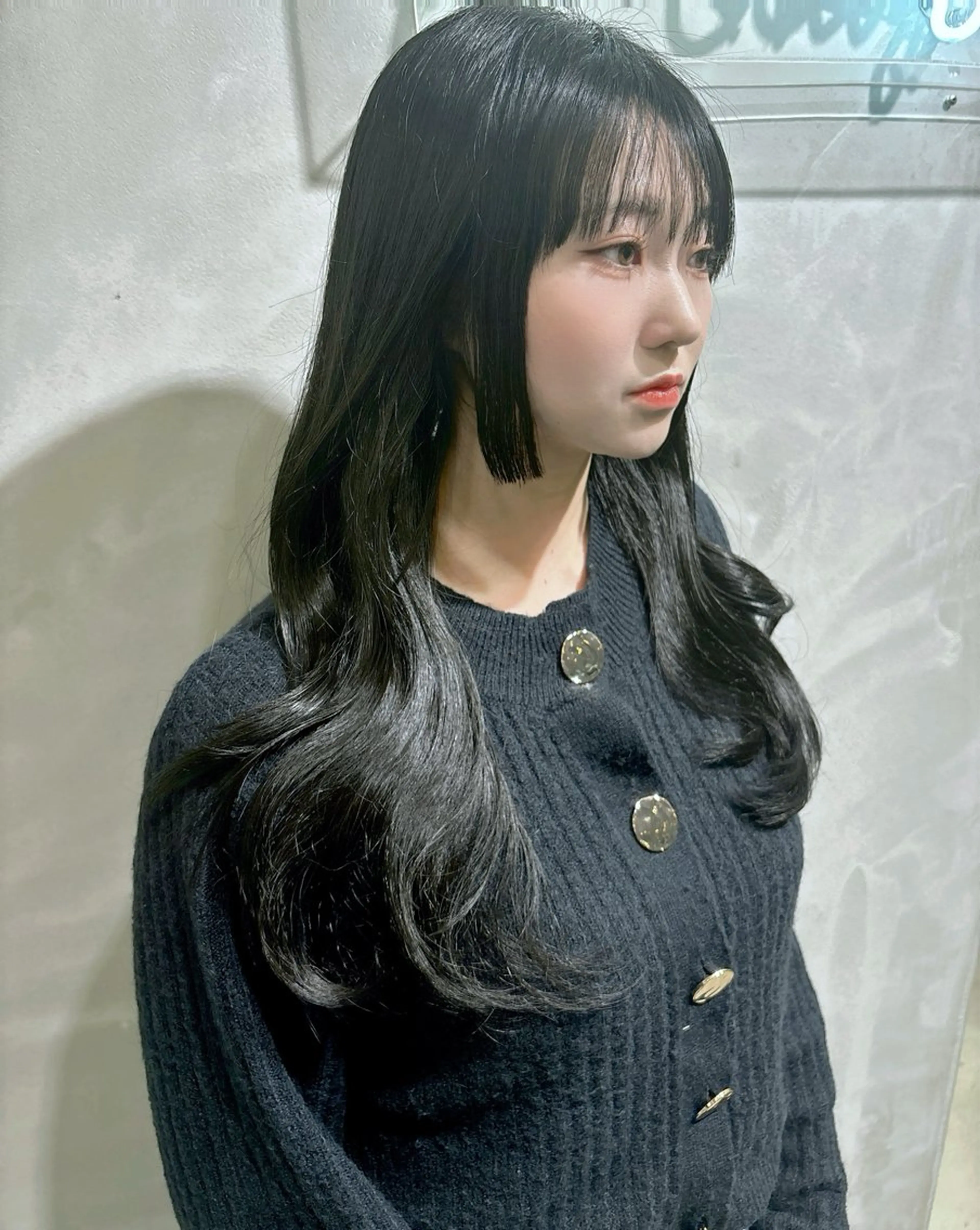 ロング カラー オリーブカラー 姫カット カット 縮毛矯正 盛れる顔まわりカット 🩰💕SHIONのヘアスタイル