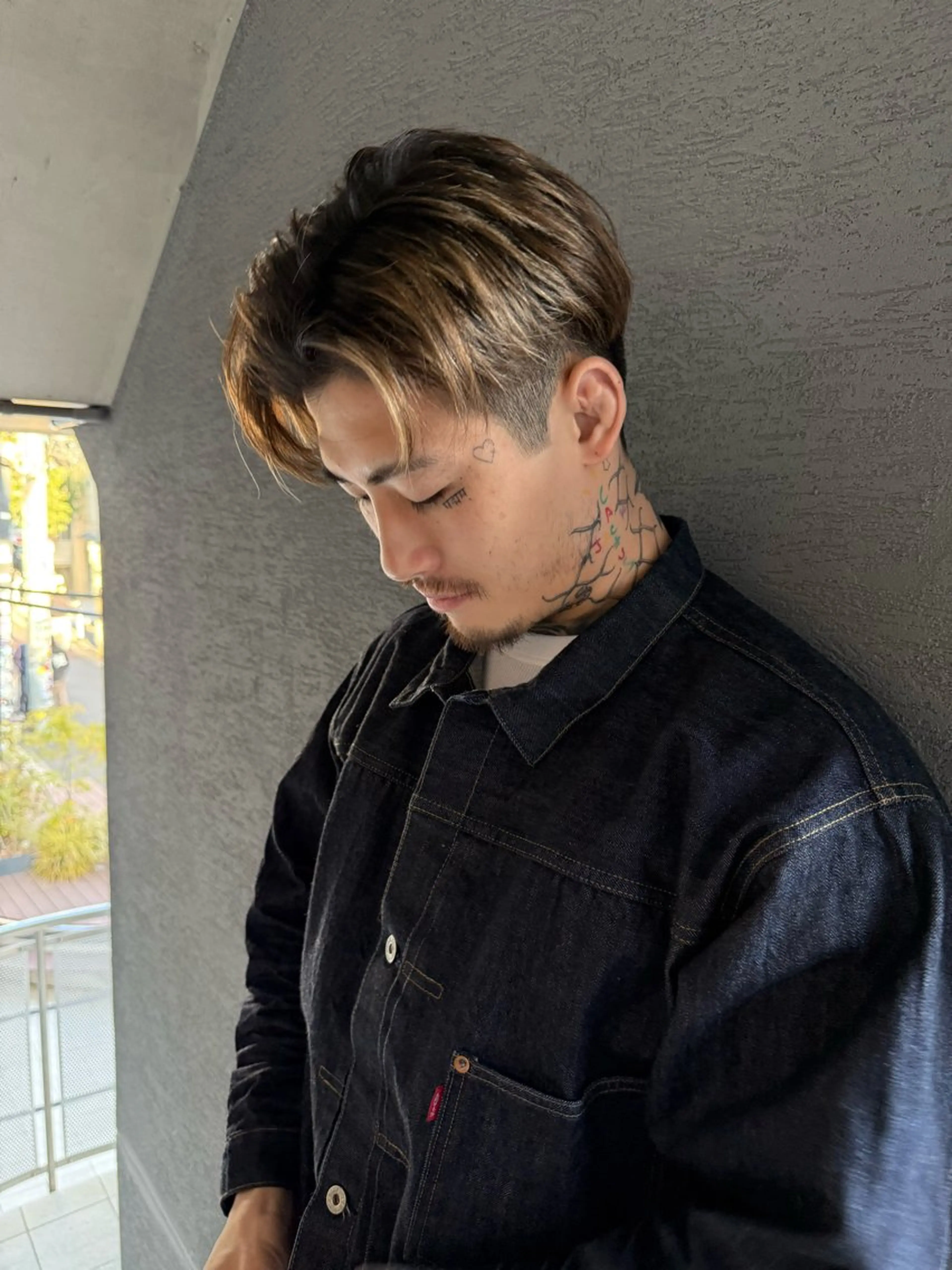 ショート ハイライト ヘアカラー 山影✨バレイヤージュ ハイライト✨メンズ◎のヘアスタイル