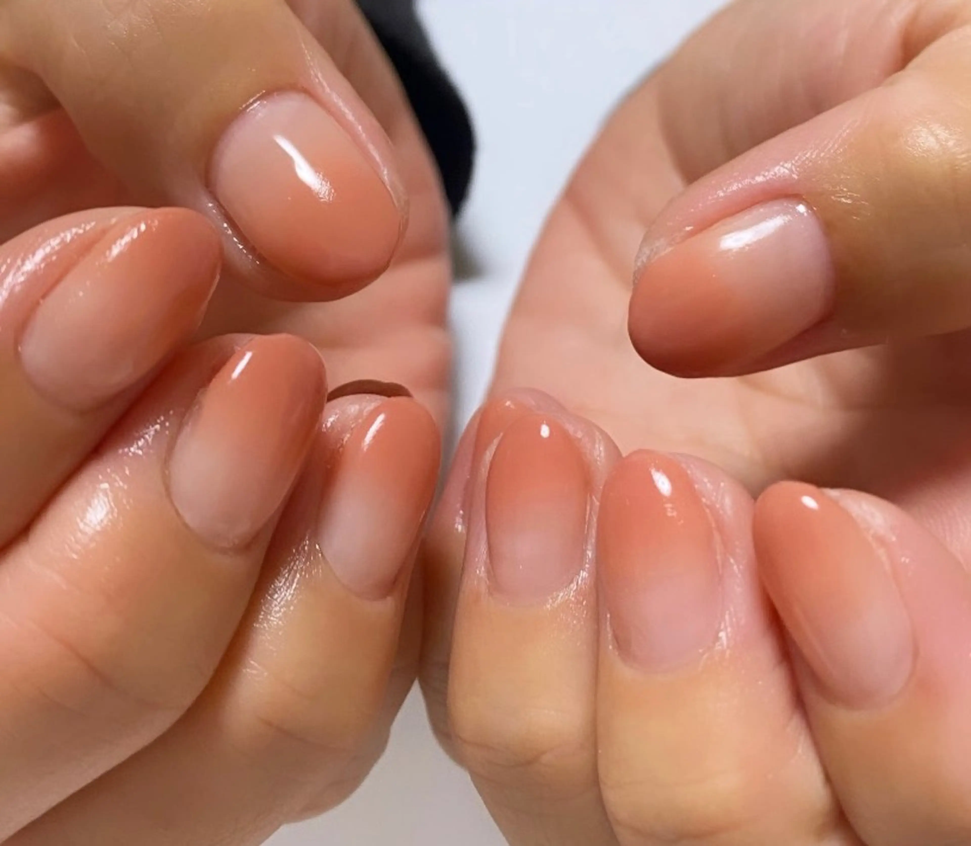 ネイル グラデーション オフィスネイル オレンジ デュアス R _宇都宮のネイルデザイン