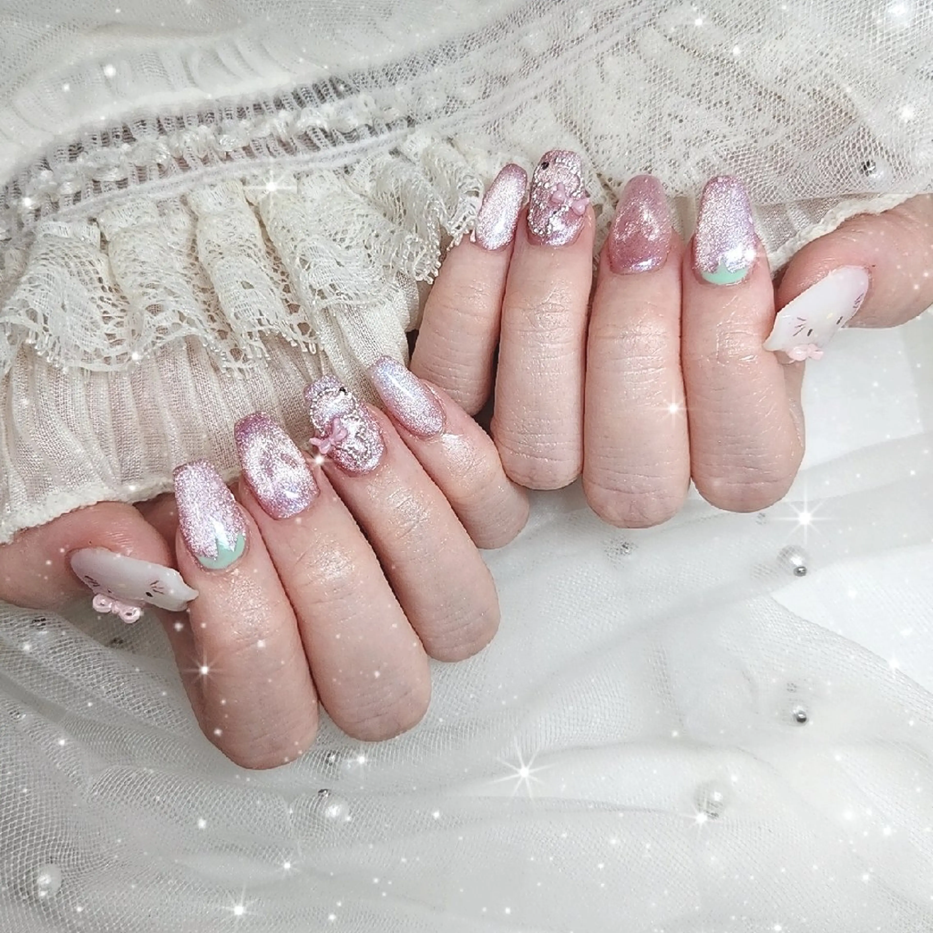 ネイル ガーリー 韓国ネイル ハンドネイル nailsalon sissy所属・sissy hatsuneのネイルデザイン