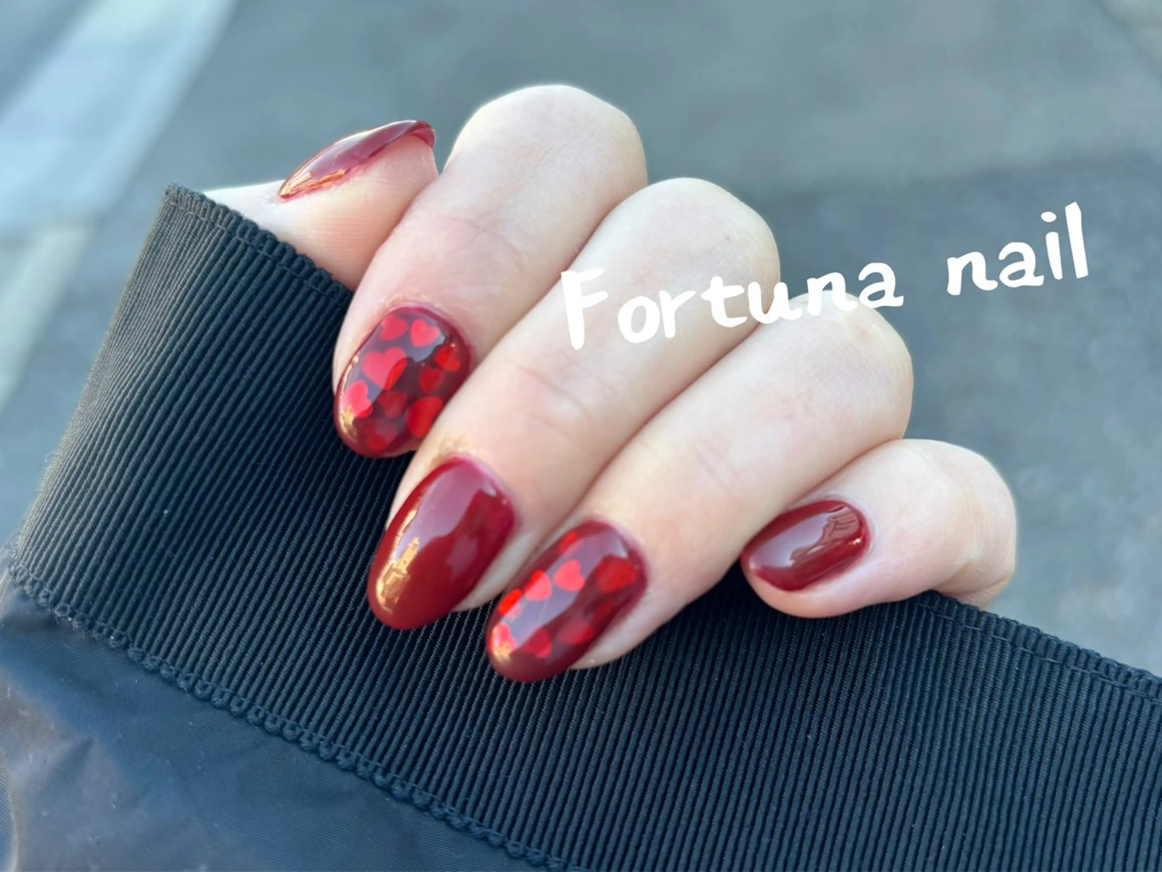 ネイル ハート バレンタイン ワンホンネイル ハンドネイル Nail •Head スパFortunaのネイルデザイン