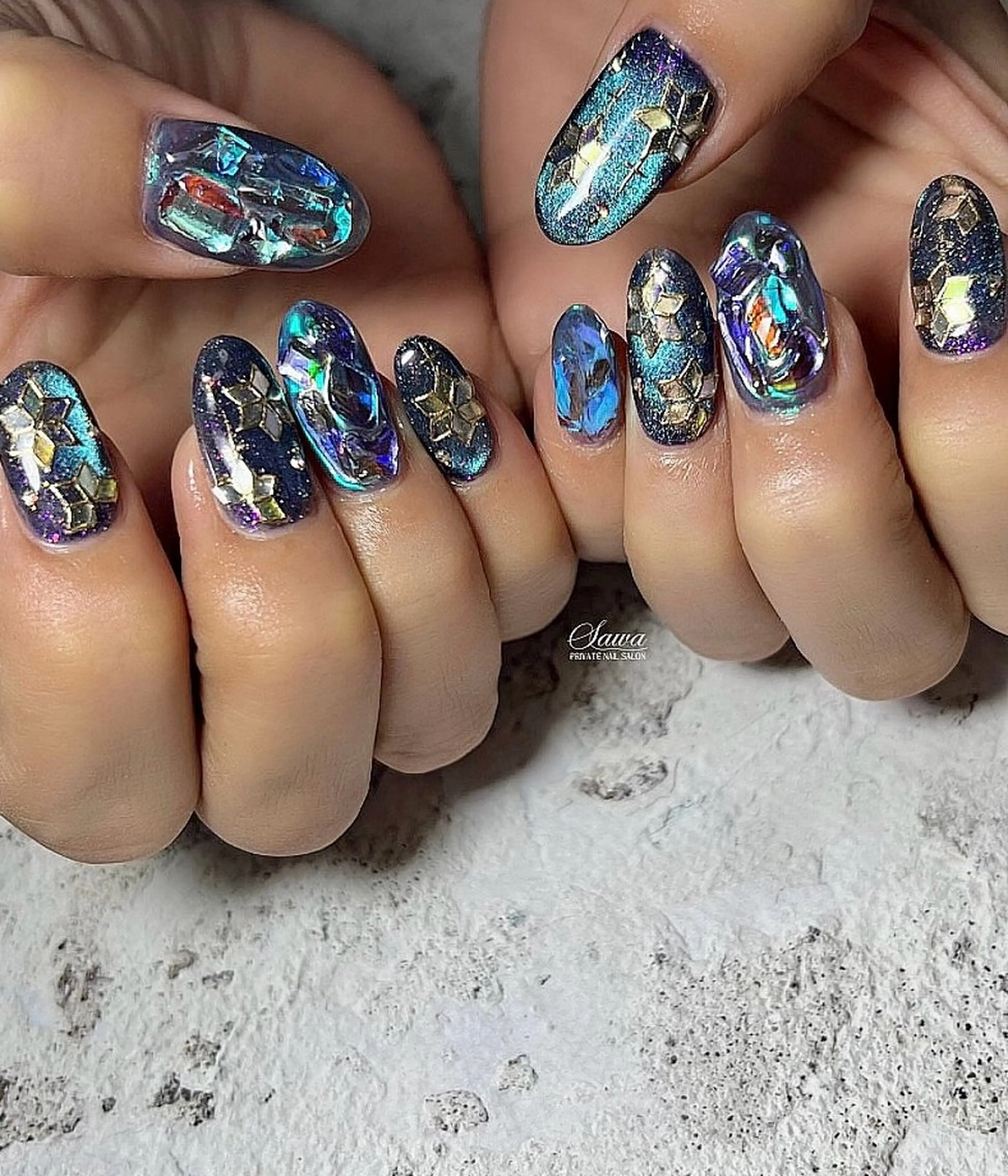 ネイル ストーンネイル KUON 野澤 実加のネイルデザイン