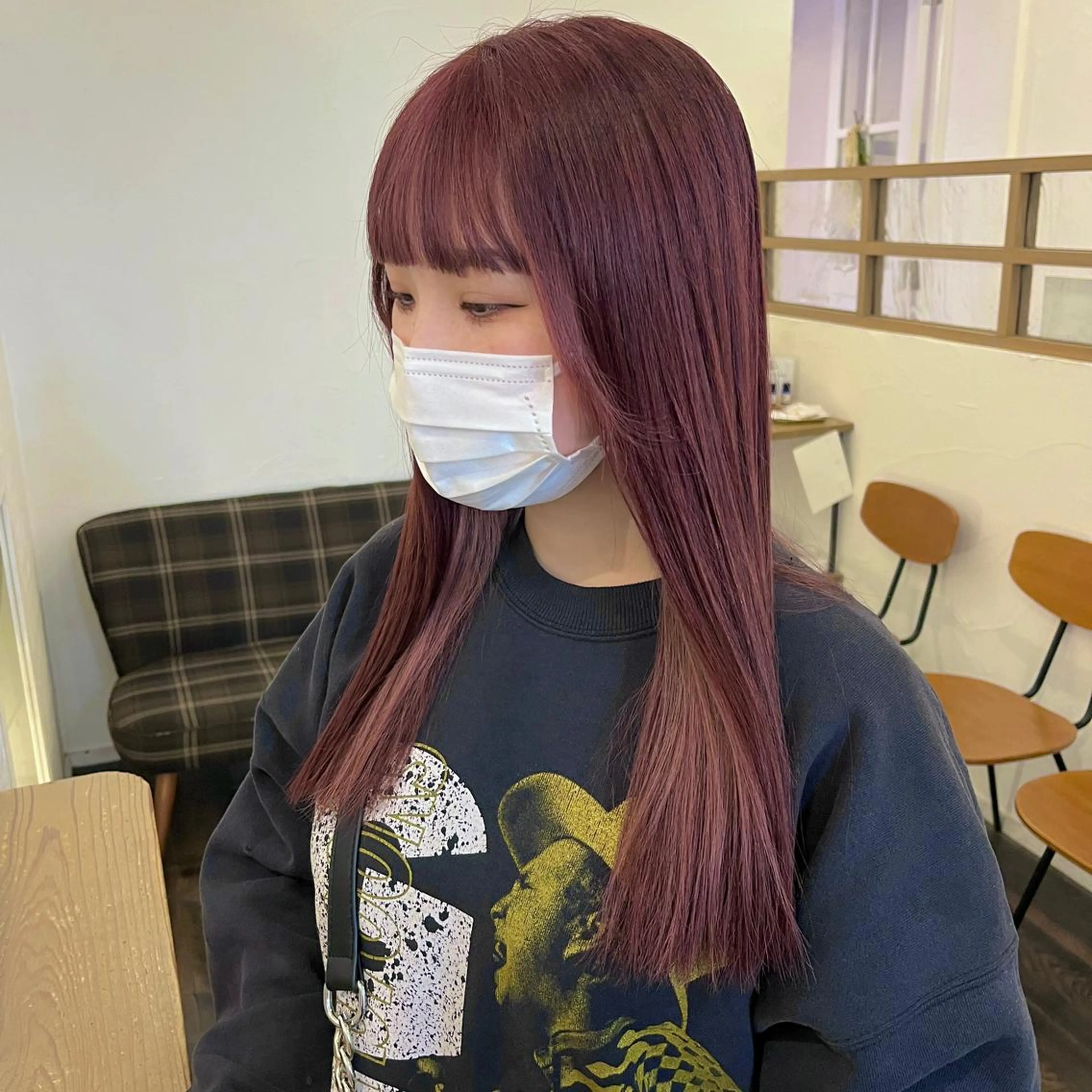 ロング カラー ブリーチ ピンクカラー ピンクパープル パープルカラー 伊藤ゆかり/髪質改善 /透明感カラーのヘアスタイル