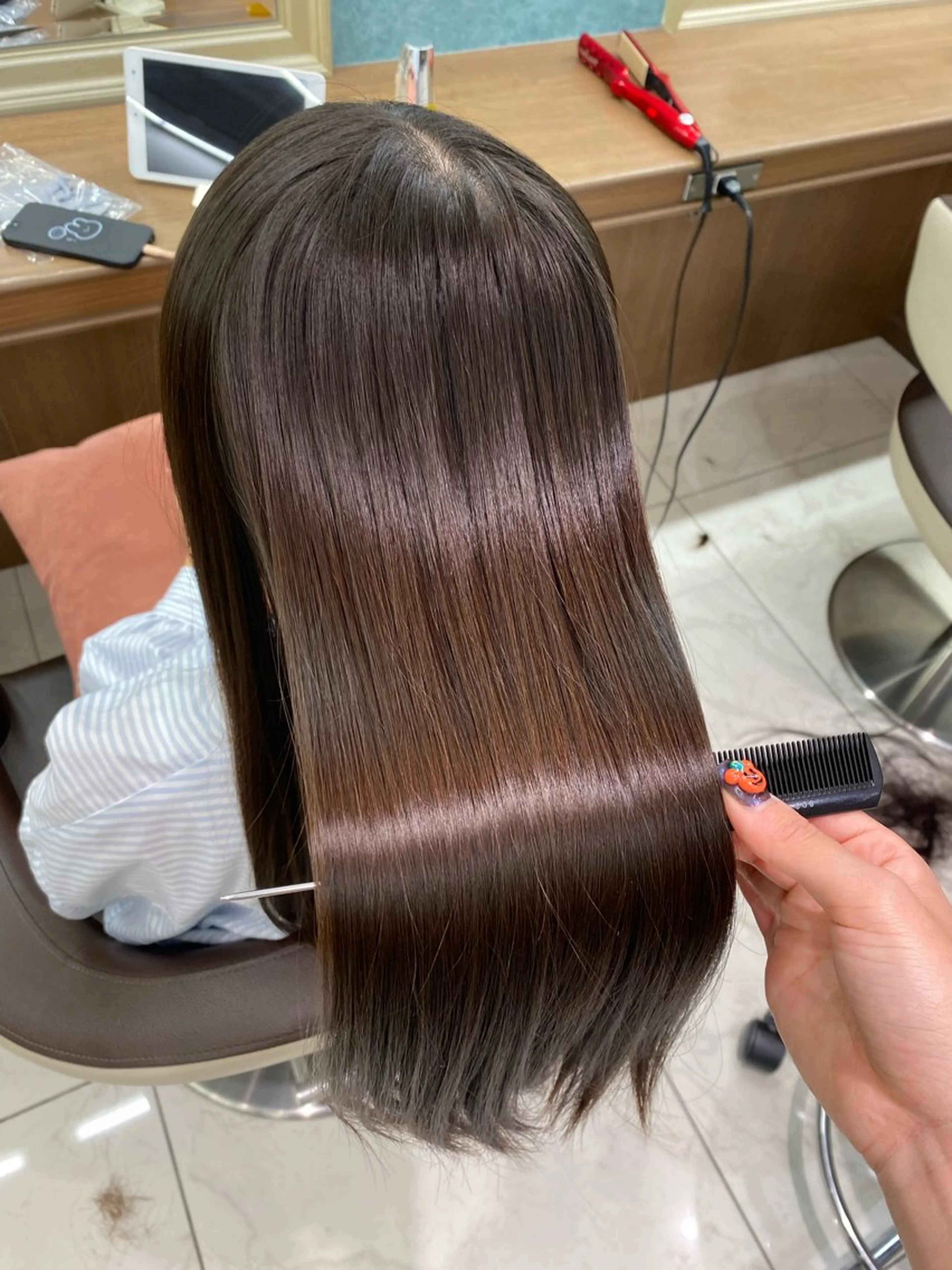 ロング パーマ 縮毛矯正 縮毛矯正 トリートメント 長妻莉央/縮毛矯正 髪質改善カラーのヘアスタイル