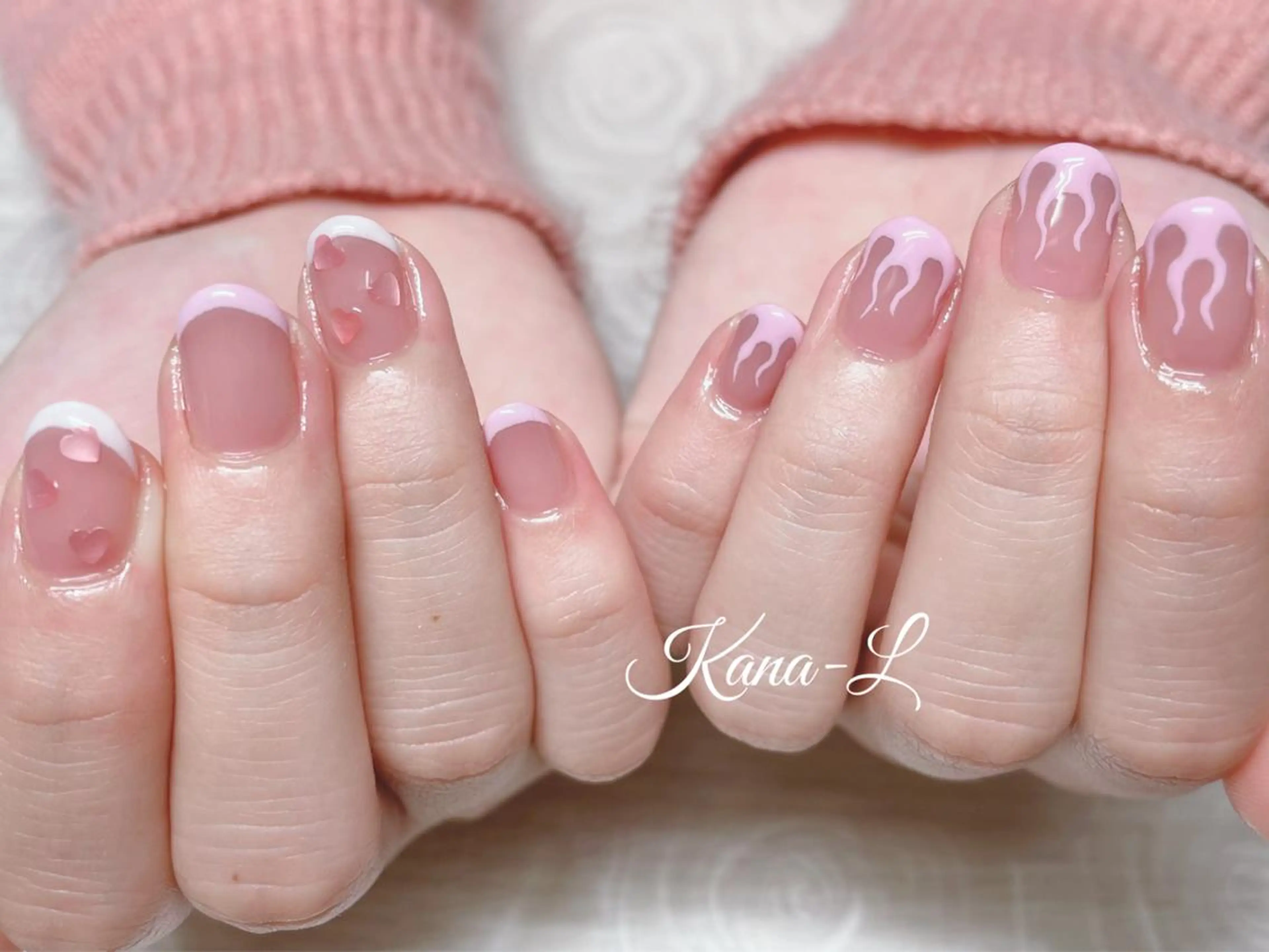カラー ネイル ピンクカラー フレンチネイル ジェルネイル パラジェル ピンク 芦辺 香奈のネイルデザイン