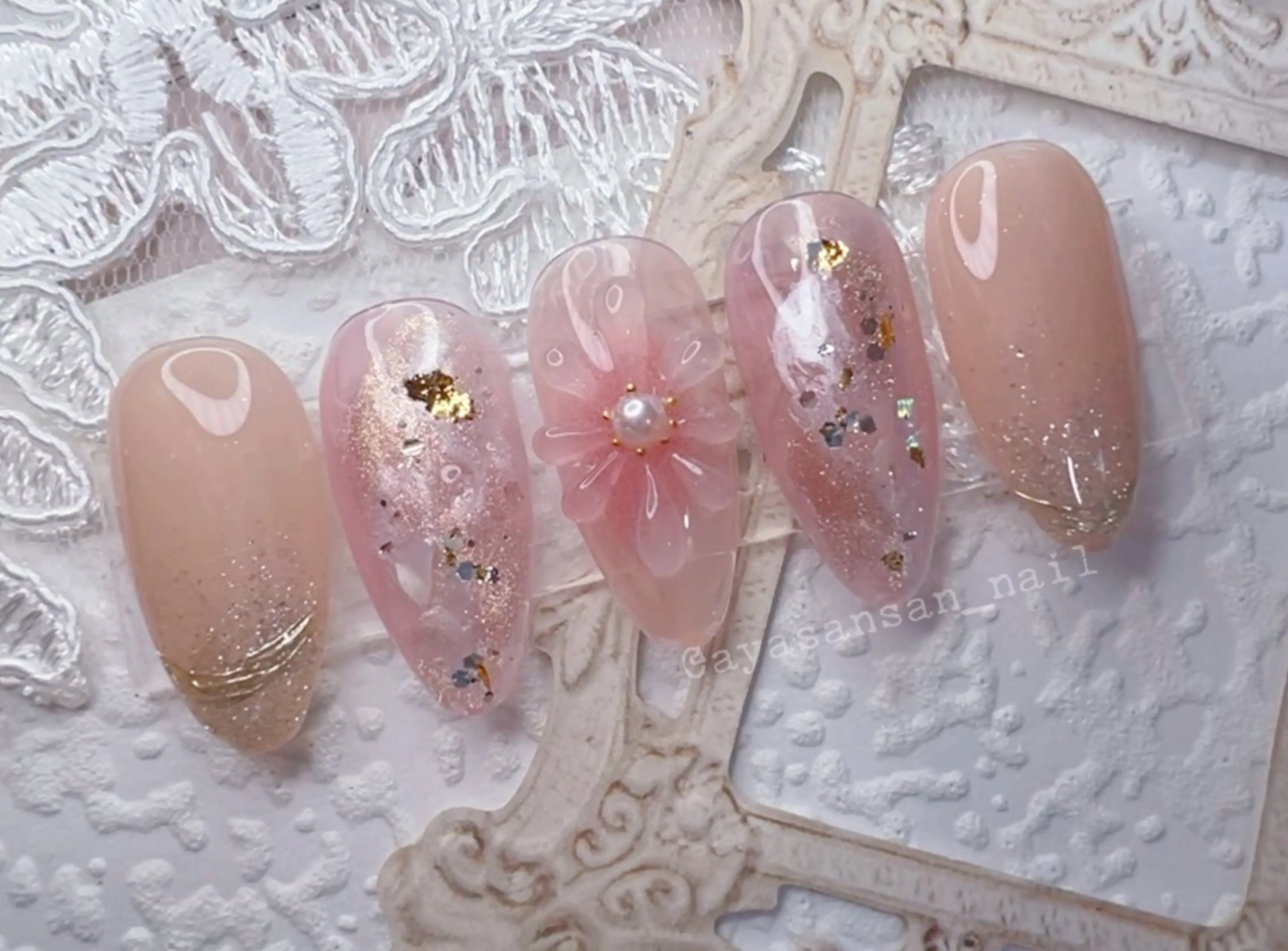 ネイル 春ネイル ハンドネイル ハンドケア flower nail salon所属・あや✨🌸長さだし カワイイ系ピンク専門のネイルデザイン