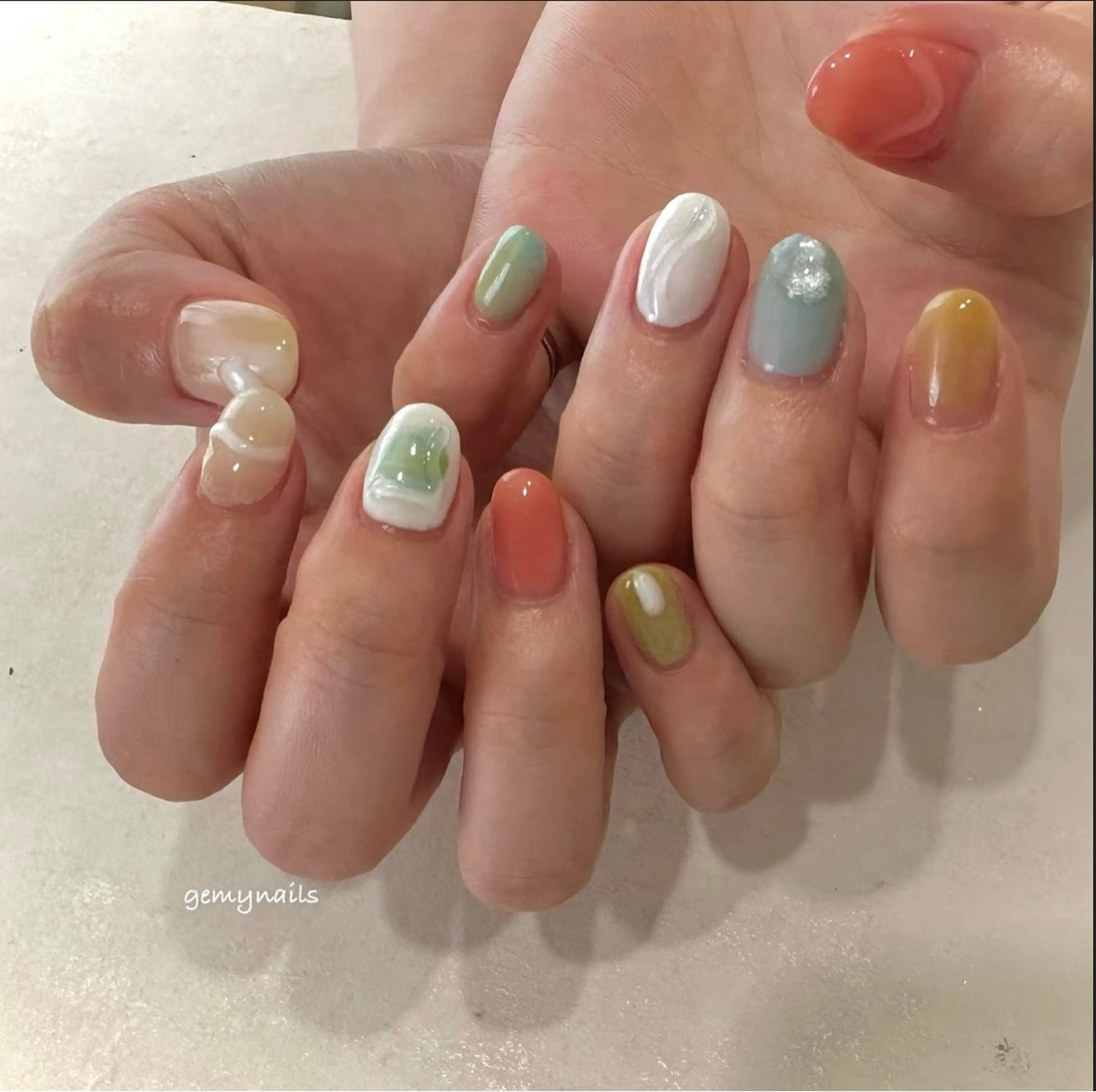 ネイル パステルネイル ぷっくりネイル ハンドネイル YURI ◡̈ nagoyaのネイルデザイン