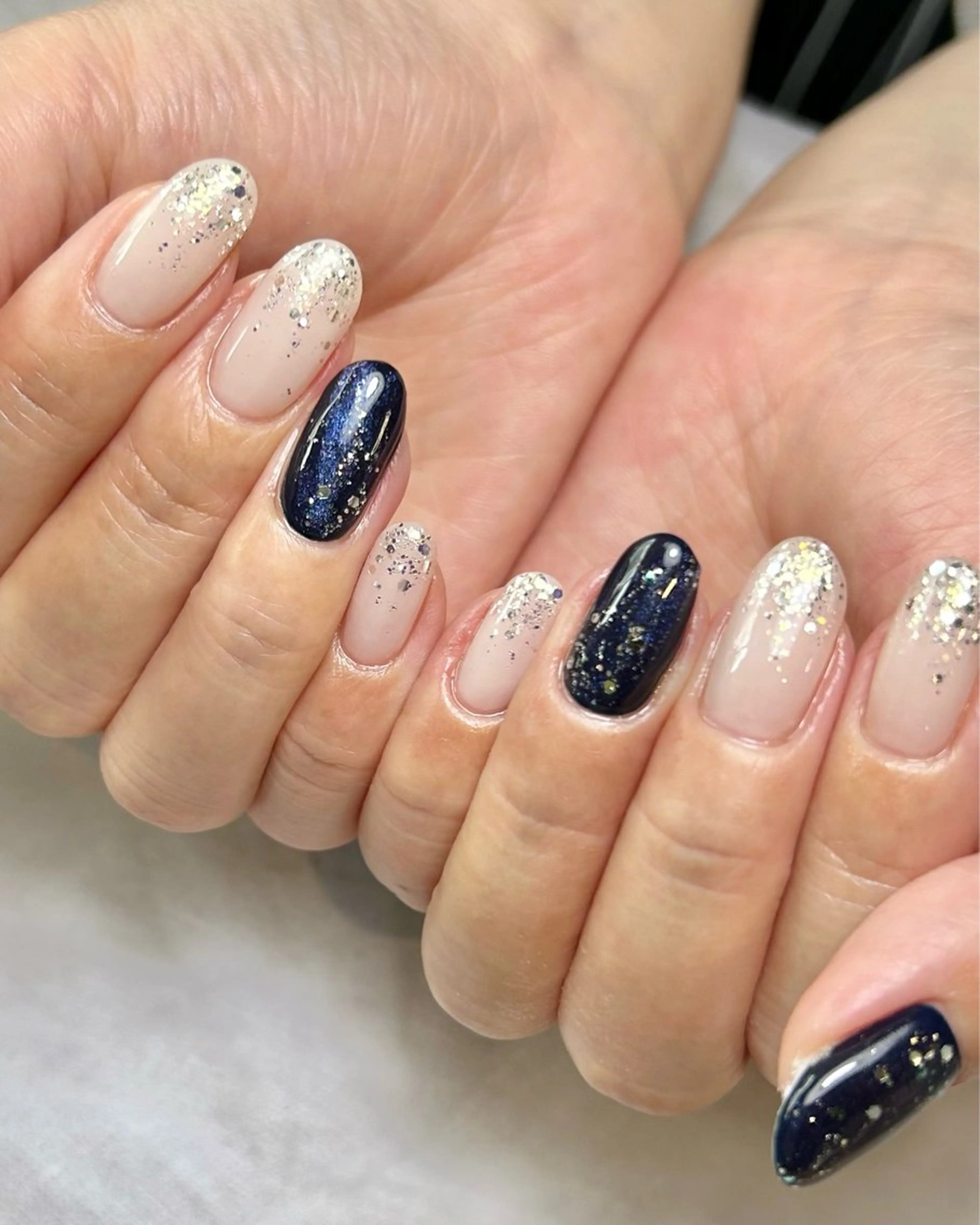 ネイル 持ち込み ネイビー ハンドネイル Reflection marikoのネイルデザイン