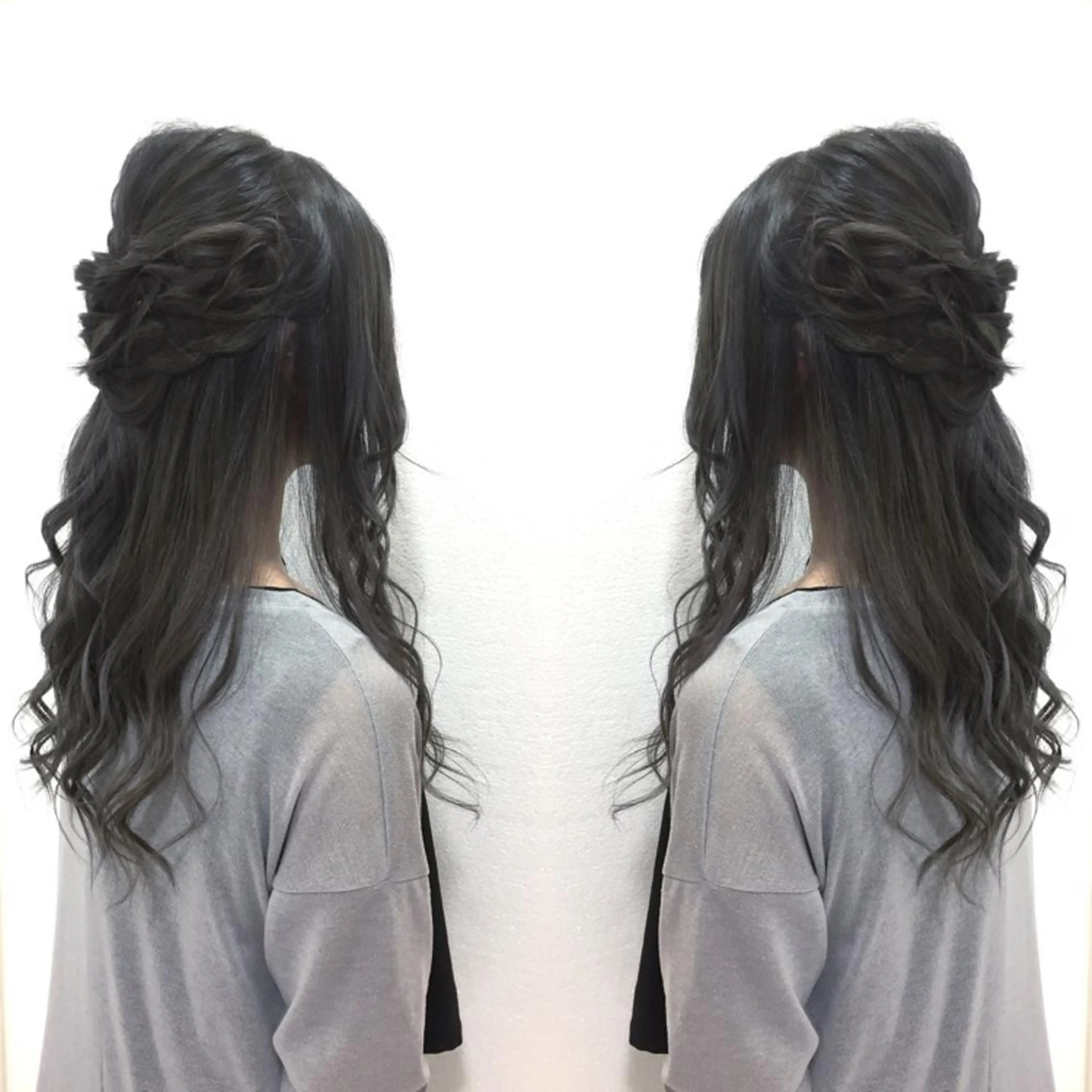 セミロング カラー ヘアアレンジ シルバー 髪質改善特化サロン ICONIQ天神店のヘアスタイル