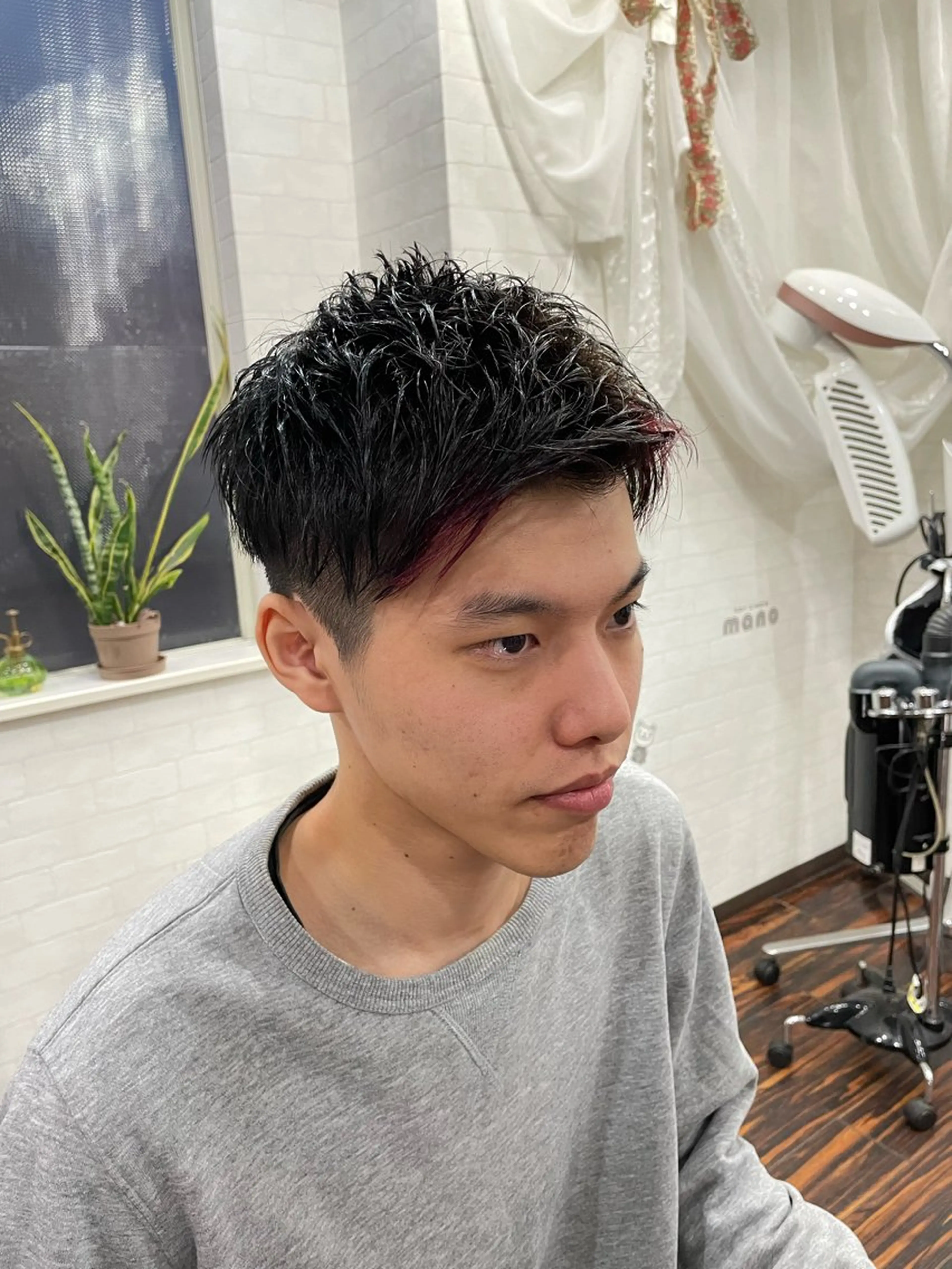 ショート メンズ アップバング ショートヘア Hair  create Mano所属・堀一樹/ メンズヘア/パーマのヘアスタイル