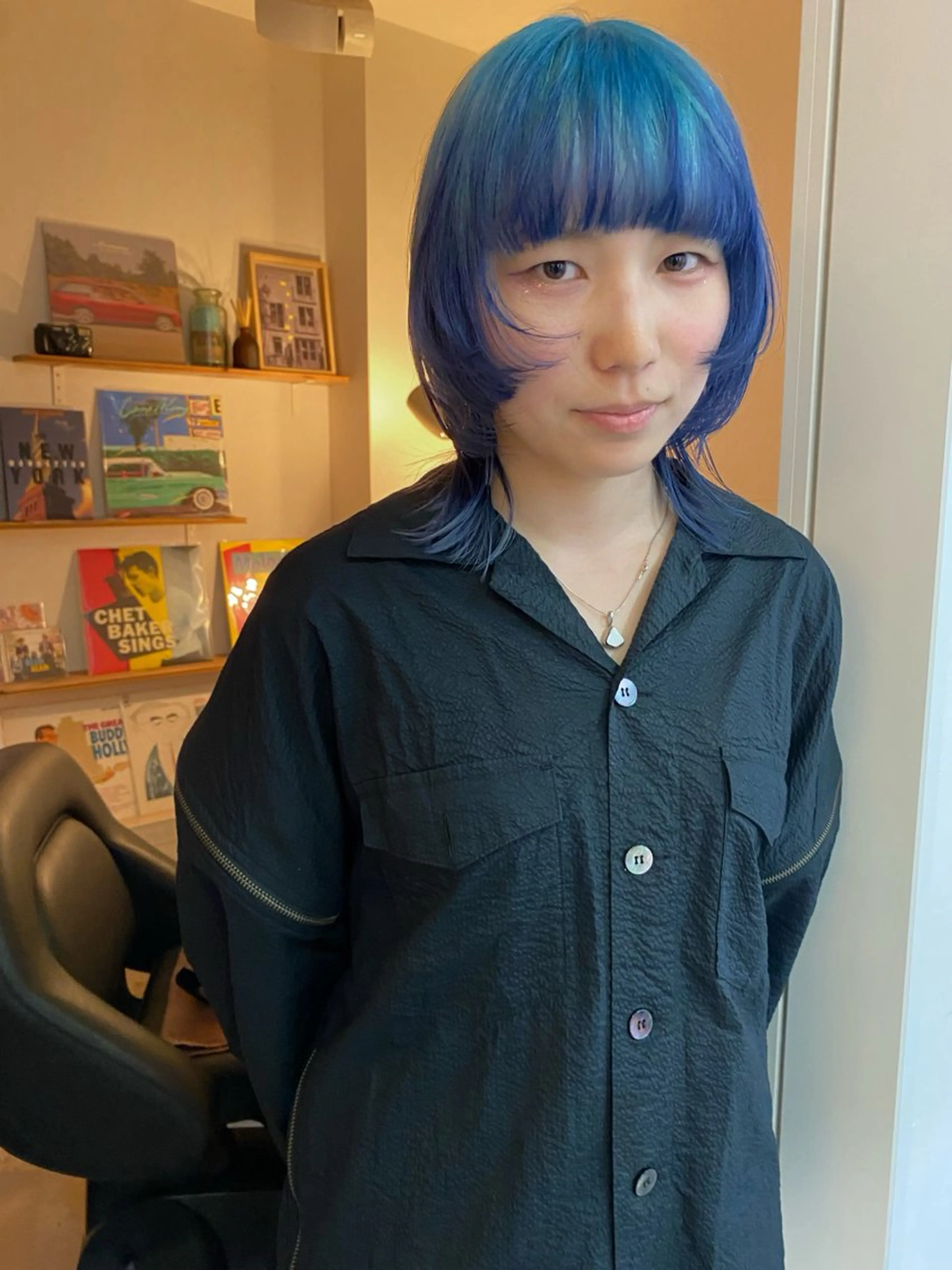 ショート カラー アクアカラー ブルーカラー カット ヘアカラー トリートメント 森貴裕/ベージュ/ パーマ/オリーブのヘアスタイル