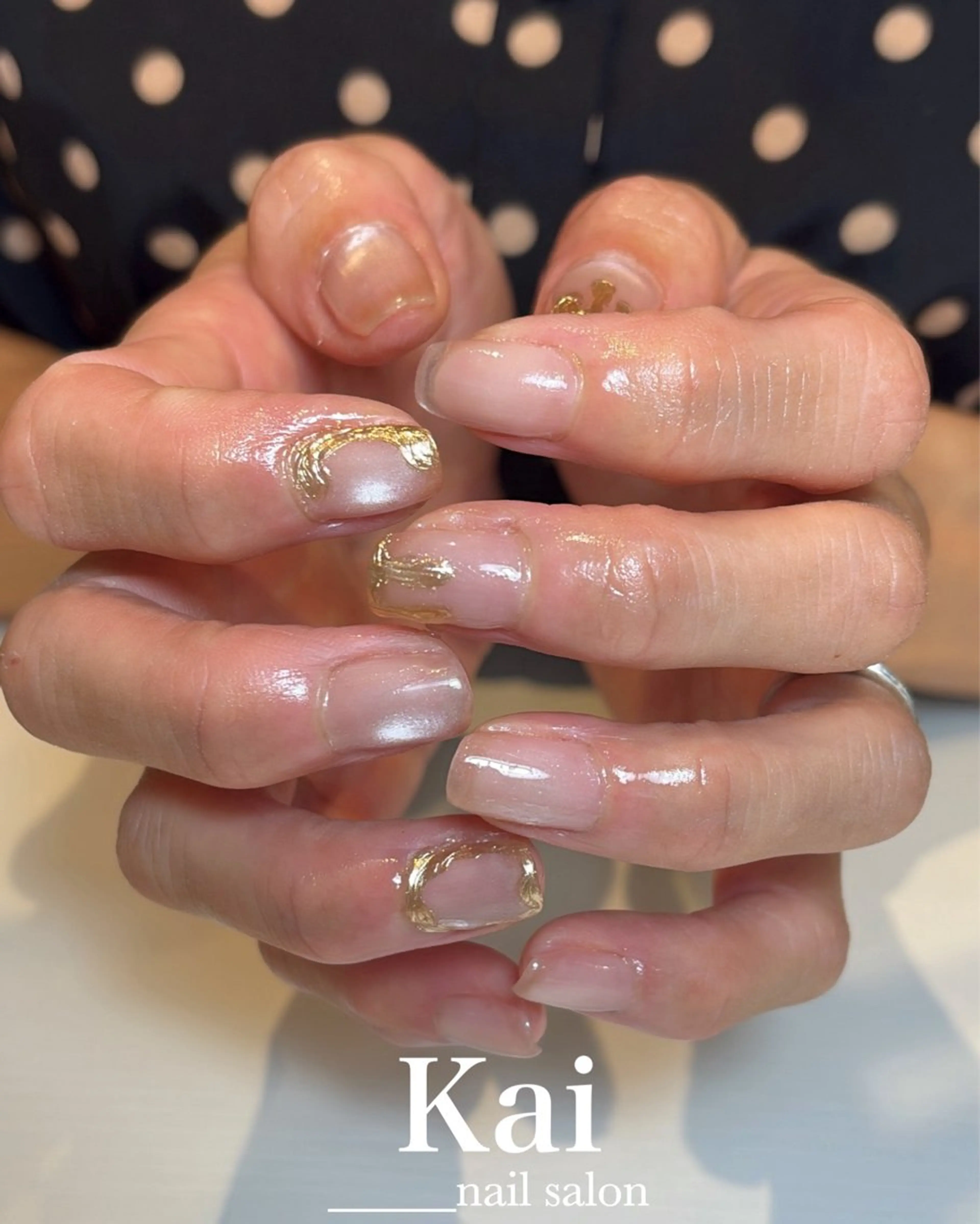 ネイル アートネイル ゴールド 韓国ネイル マグネットネイル ミラーネイル ハンドネイル Kai  nail Mayukoのネイルデザイン