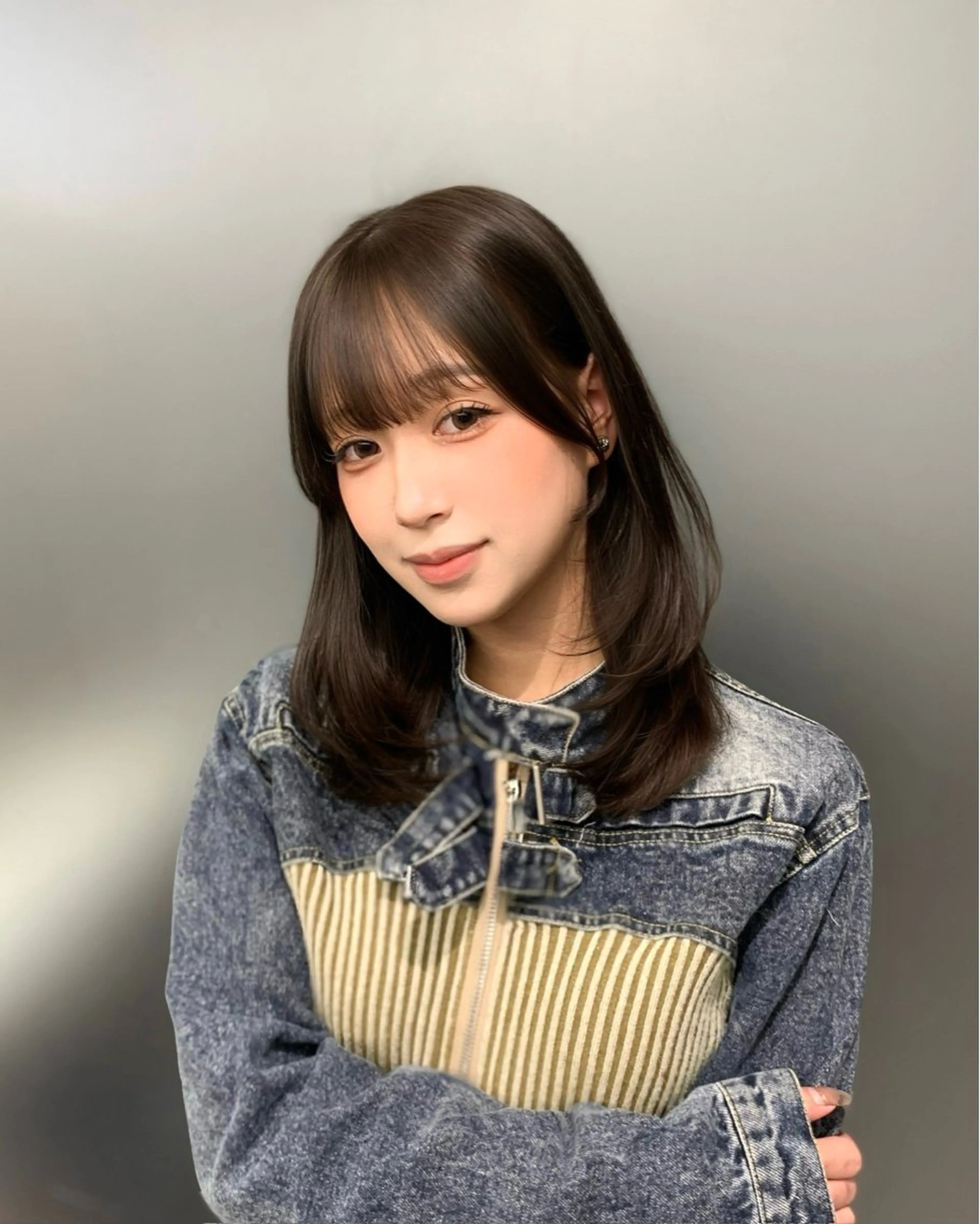 ミディアム カット ヘアカラー 🎀韓国風顔周り× 透明感/梅田/アリサのヘアスタイル