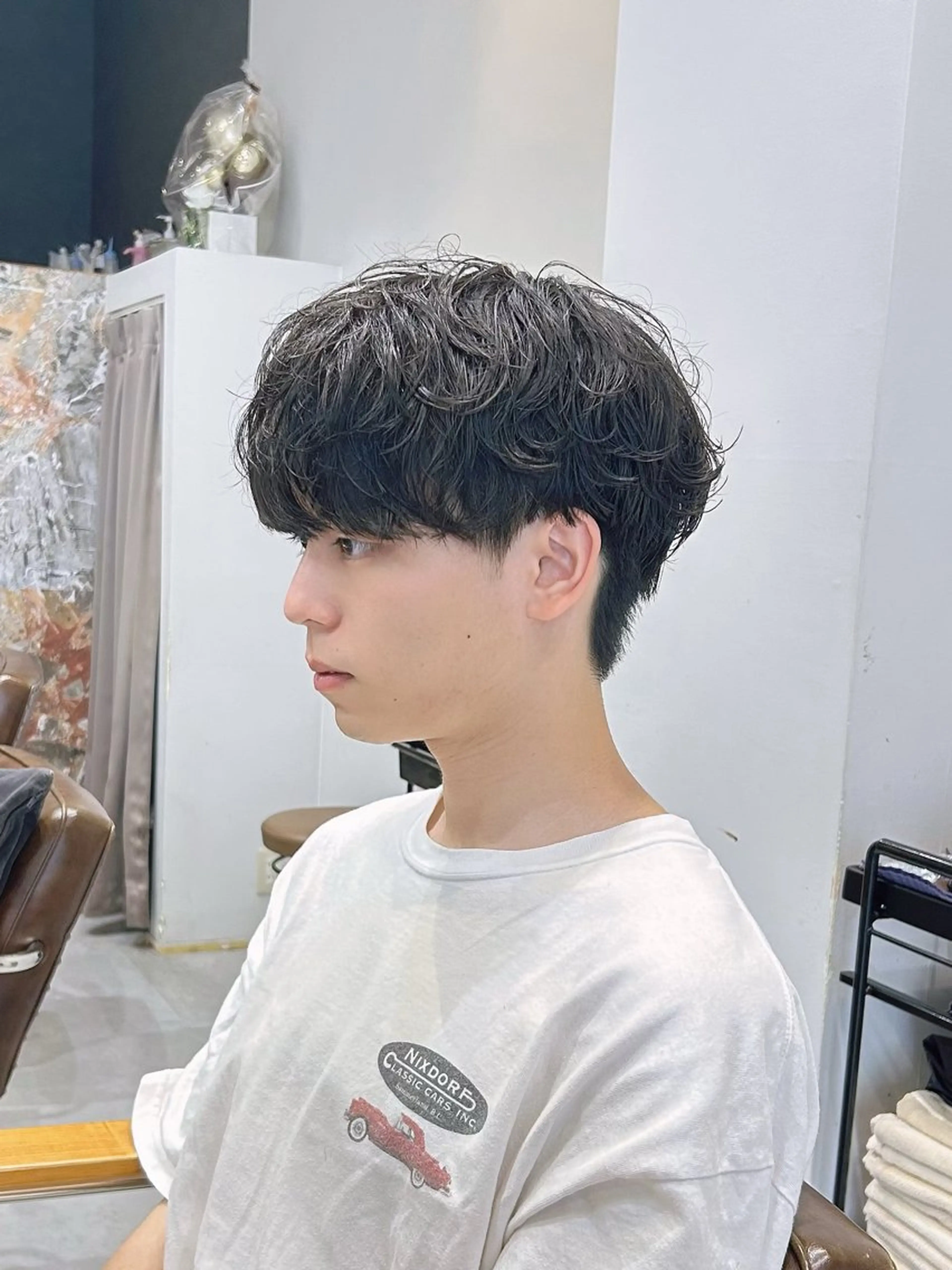 ショート パーマ メンズ calna by ELMO 上ノ井のヘアスタイル