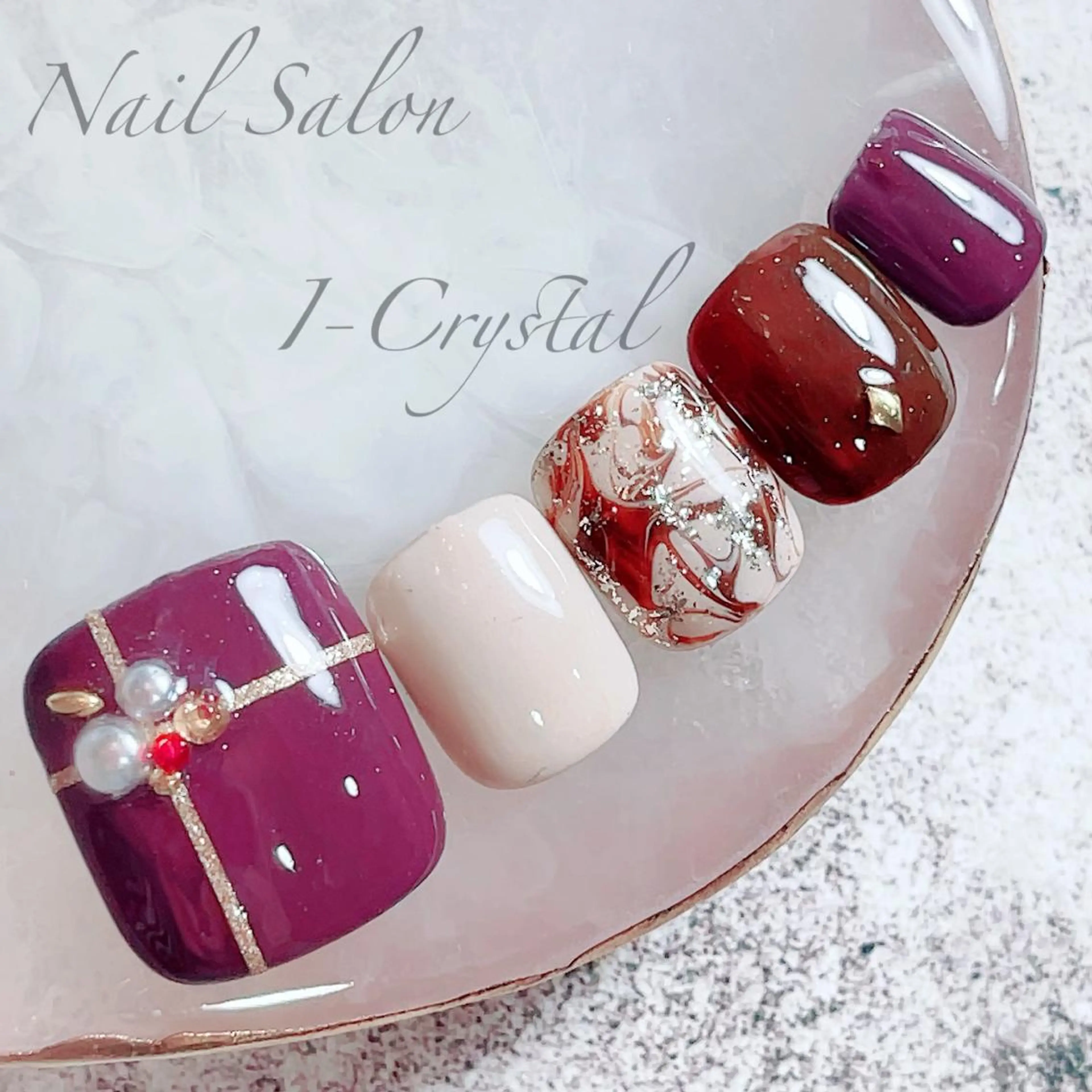 ネイル ニュアンスネイル バレンタイン 冬ネイル クリスマス NailSalon  I-Crystal所属・中村 郁美のネイルデザイン