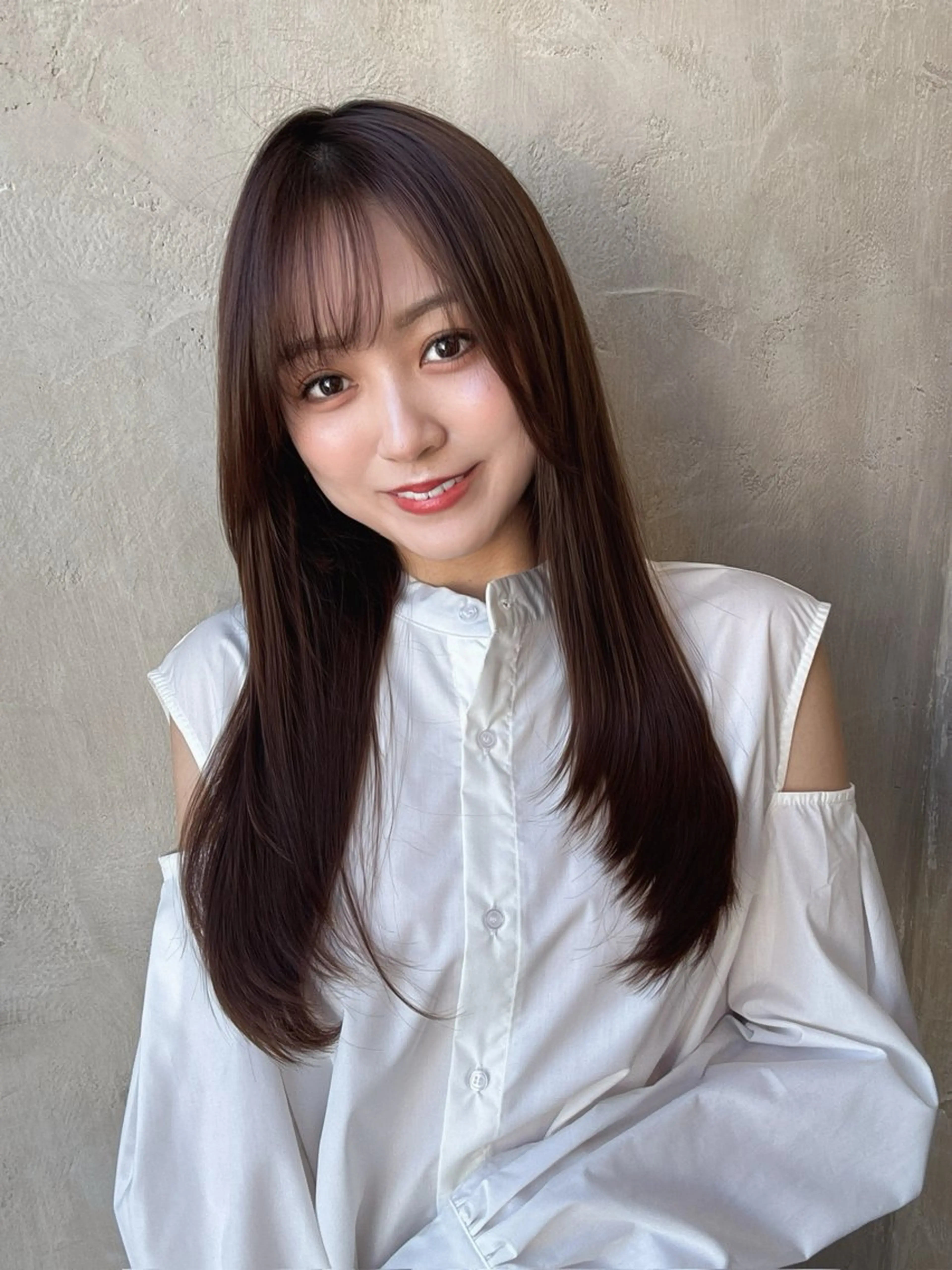 ロング カット ヘアカラー トリートメント 新宿✨顔周りカット 韓国ヘア/坂本亜裟海のヘアスタイル