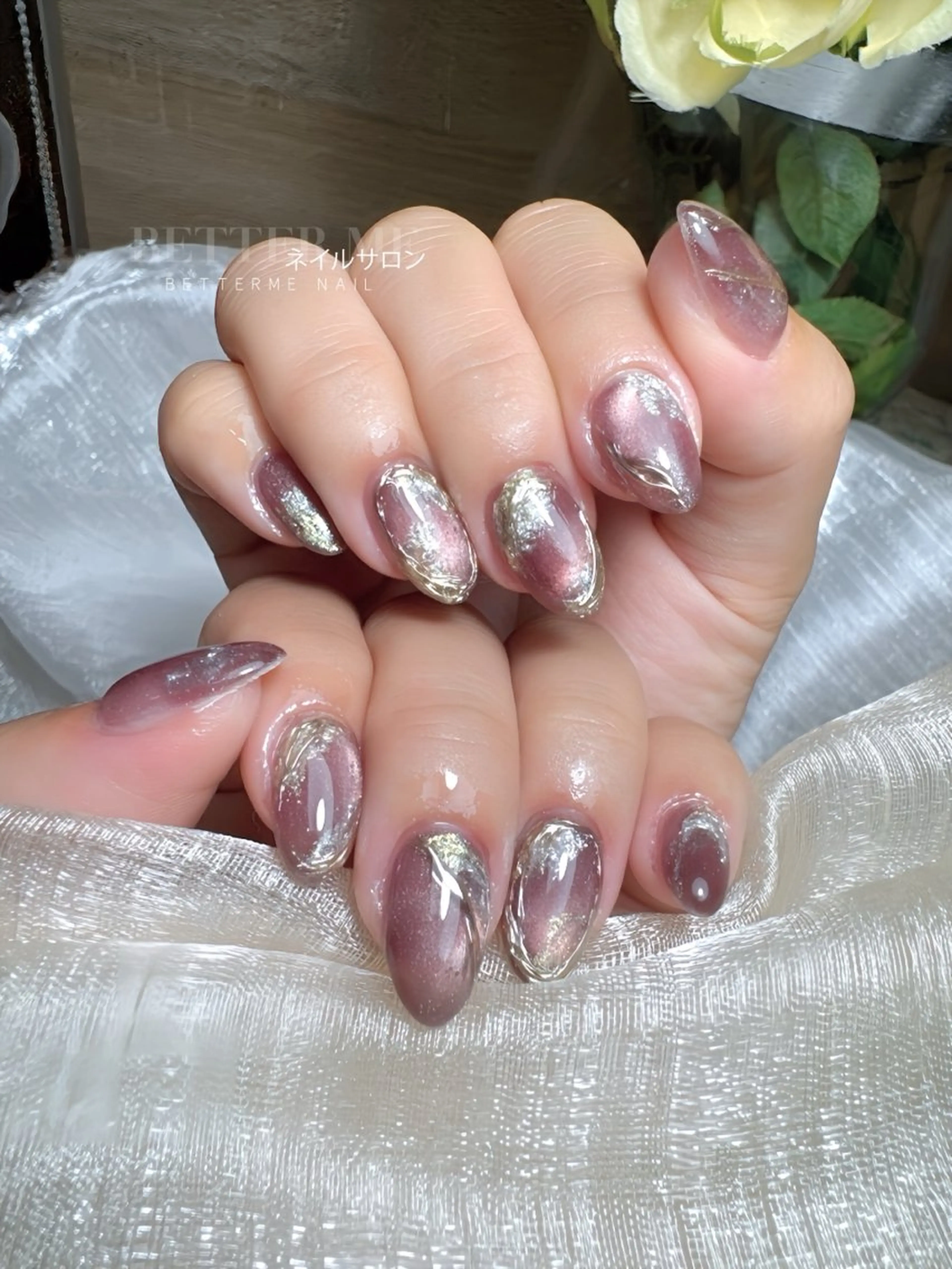 ネイル マグネットネイル ニュアンスネイル BETTER ME ネイルサロン池田公園のネイルデザイン