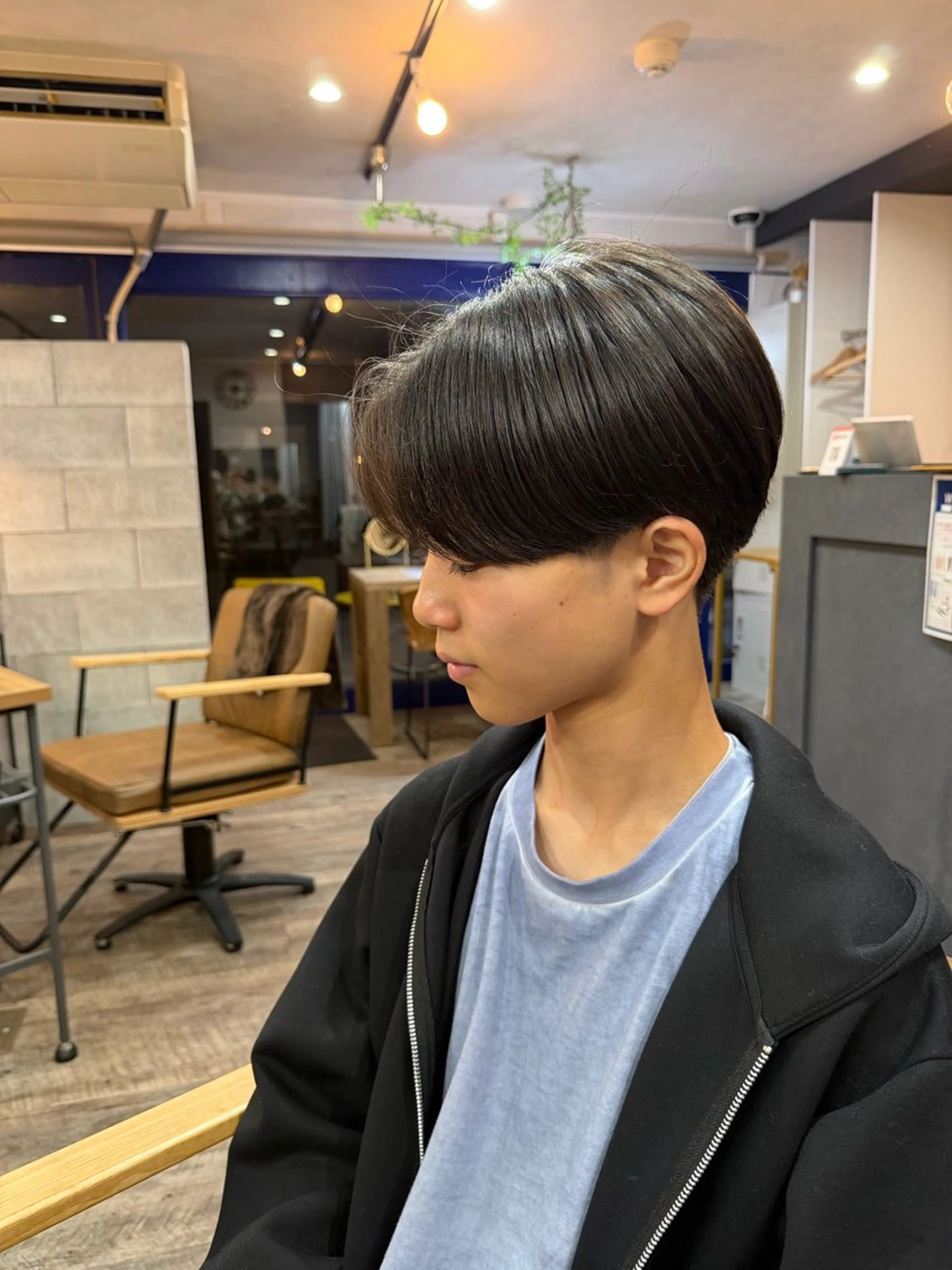 ショート メンズ センターパート t.hair垂門真吾 曲がる縮毛矯正/ボブのヘアスタイル