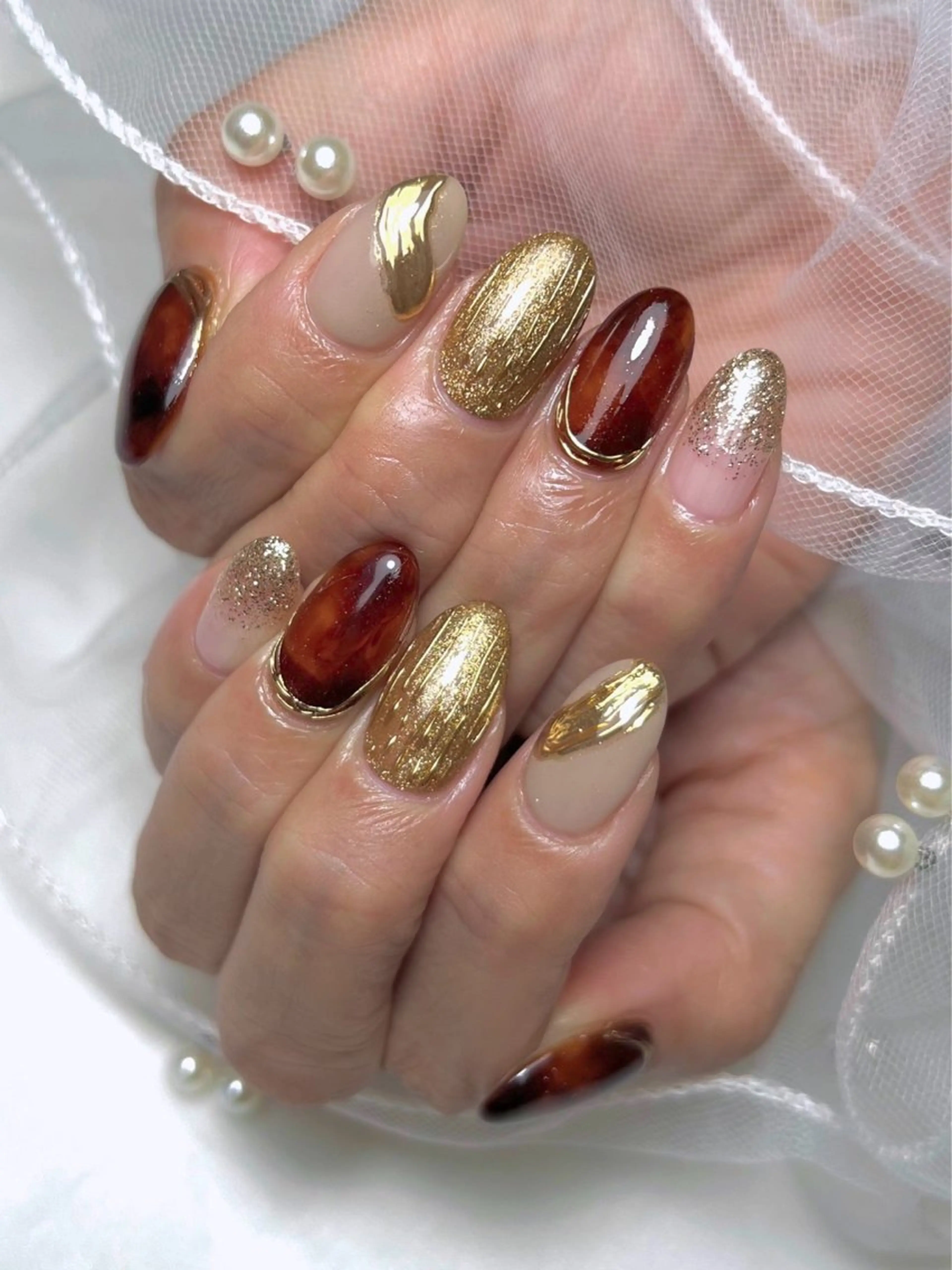 ネイル べっ甲ネイル ハンドネイル Salon_ a.nailのネイルデザイン