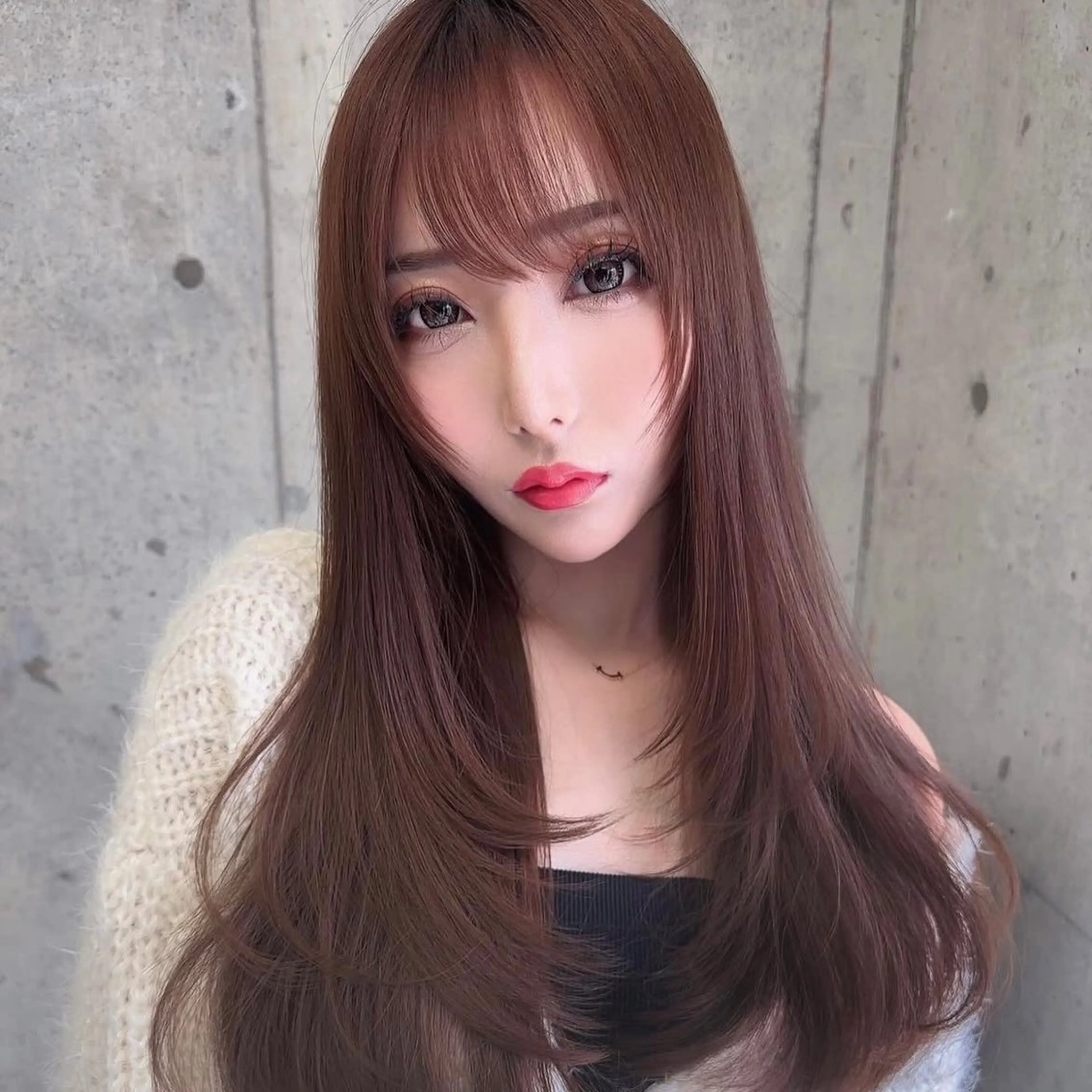 ロング 岡田準希/韓国/透明 感カラー/美髪矯正のヘアスタイル