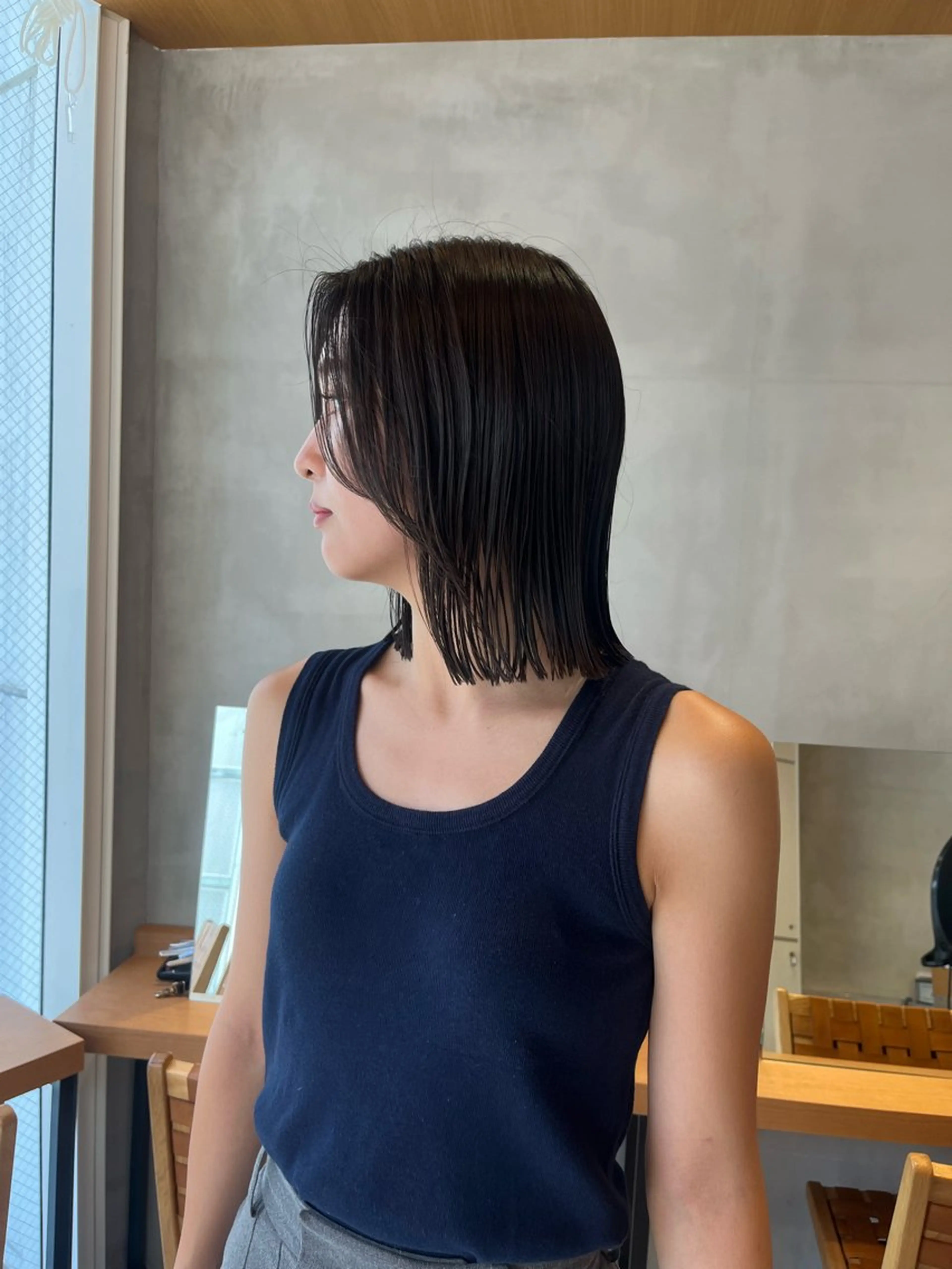 ミディアム カラー カット ヘアカラー トリートメント ボブ&透明感カラー ♡TOMOEのヘアスタイル