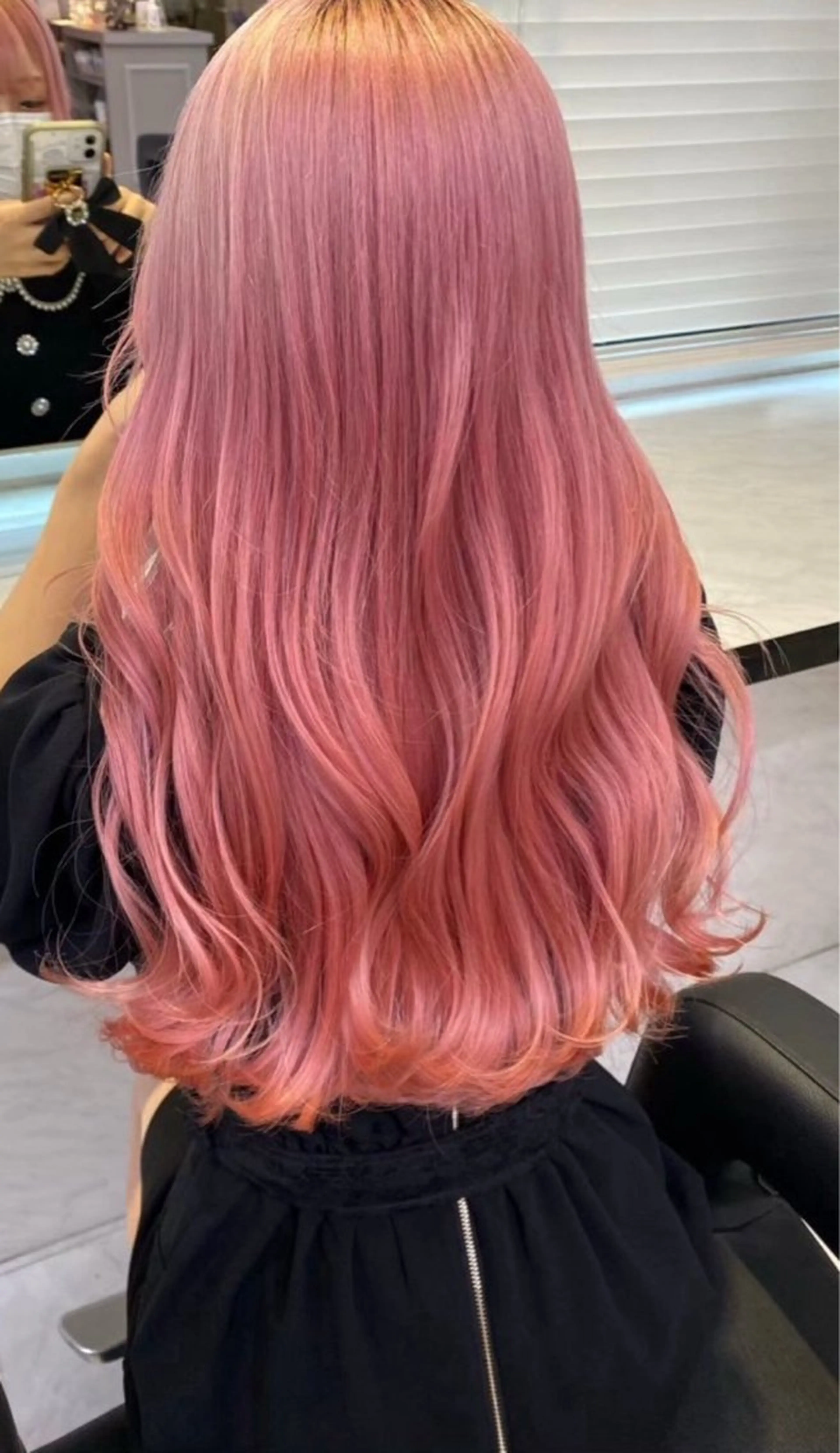 ロング カット ヘアカラー トリートメント 韓国ヘア/ブリーチ無 しWカラー/オリーブのヘアスタイル