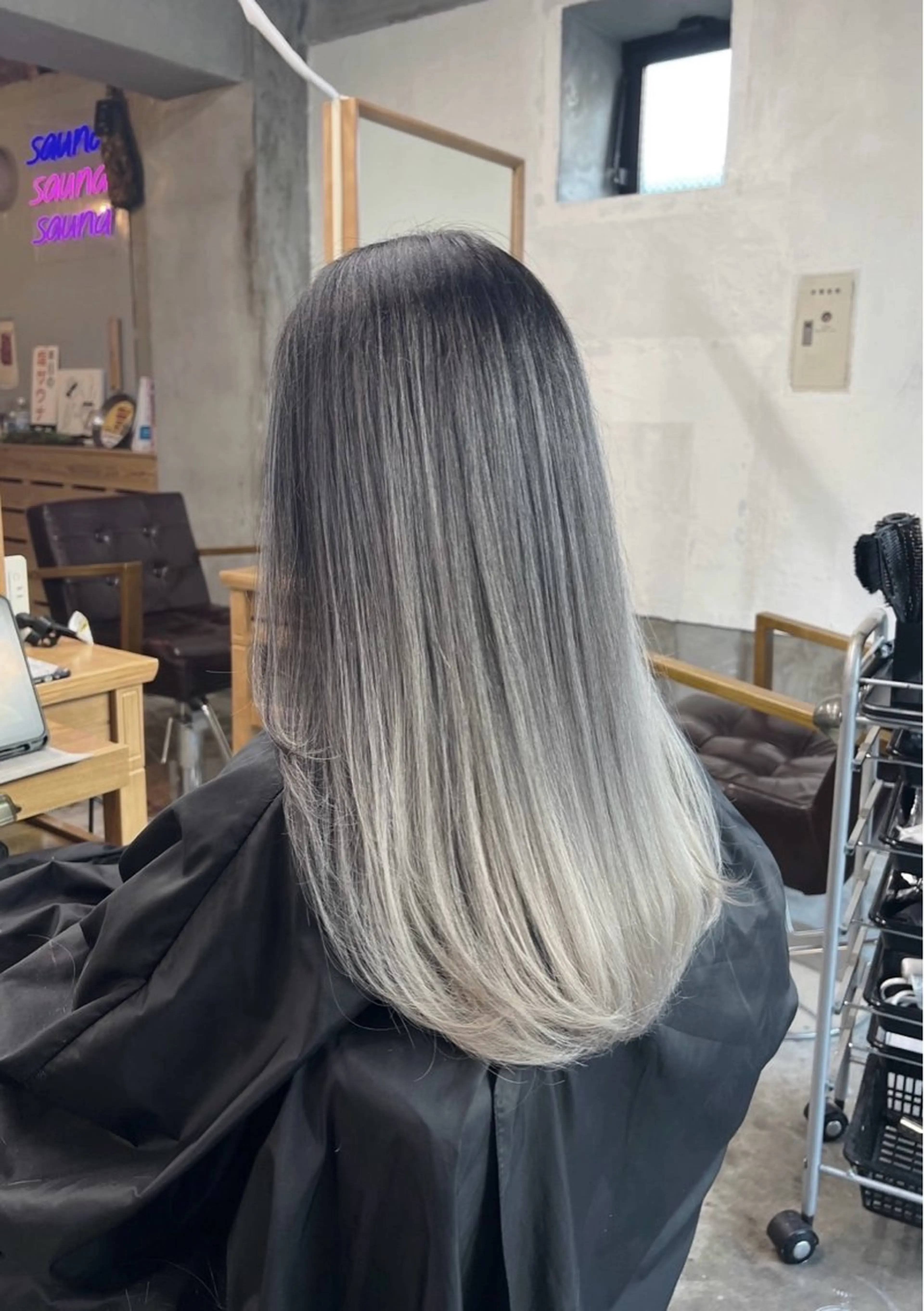 ロング カラー バレイヤージュ シルバー ホワイトシルバー レイヤーカット ヘアカラー トリートメント ROBIN所属・指名数No.1 /NAOYAのヘアスタイル