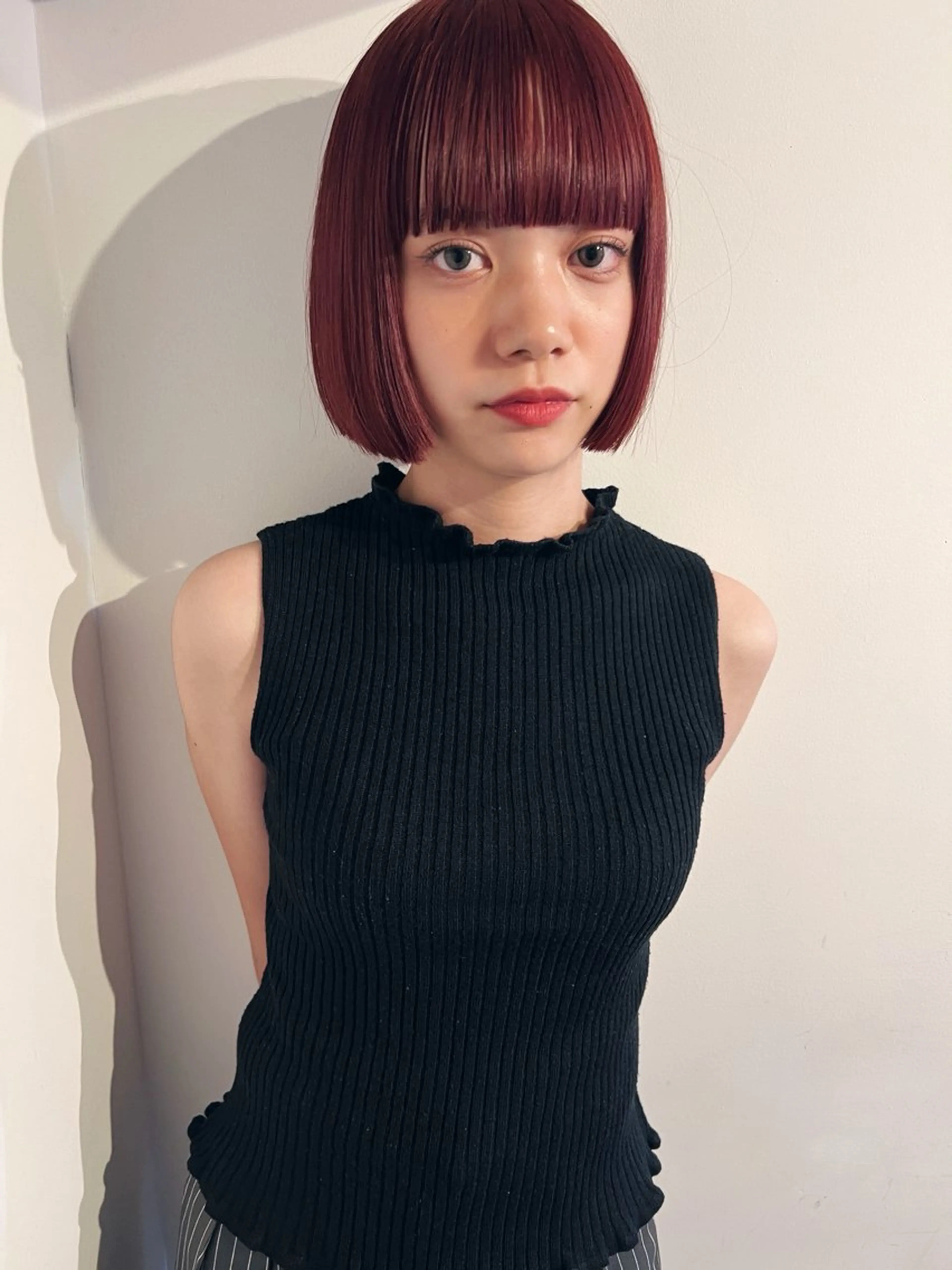 カラー レッドカラー ボブ ボブ/透明感カラー Fukaのヘアスタイル