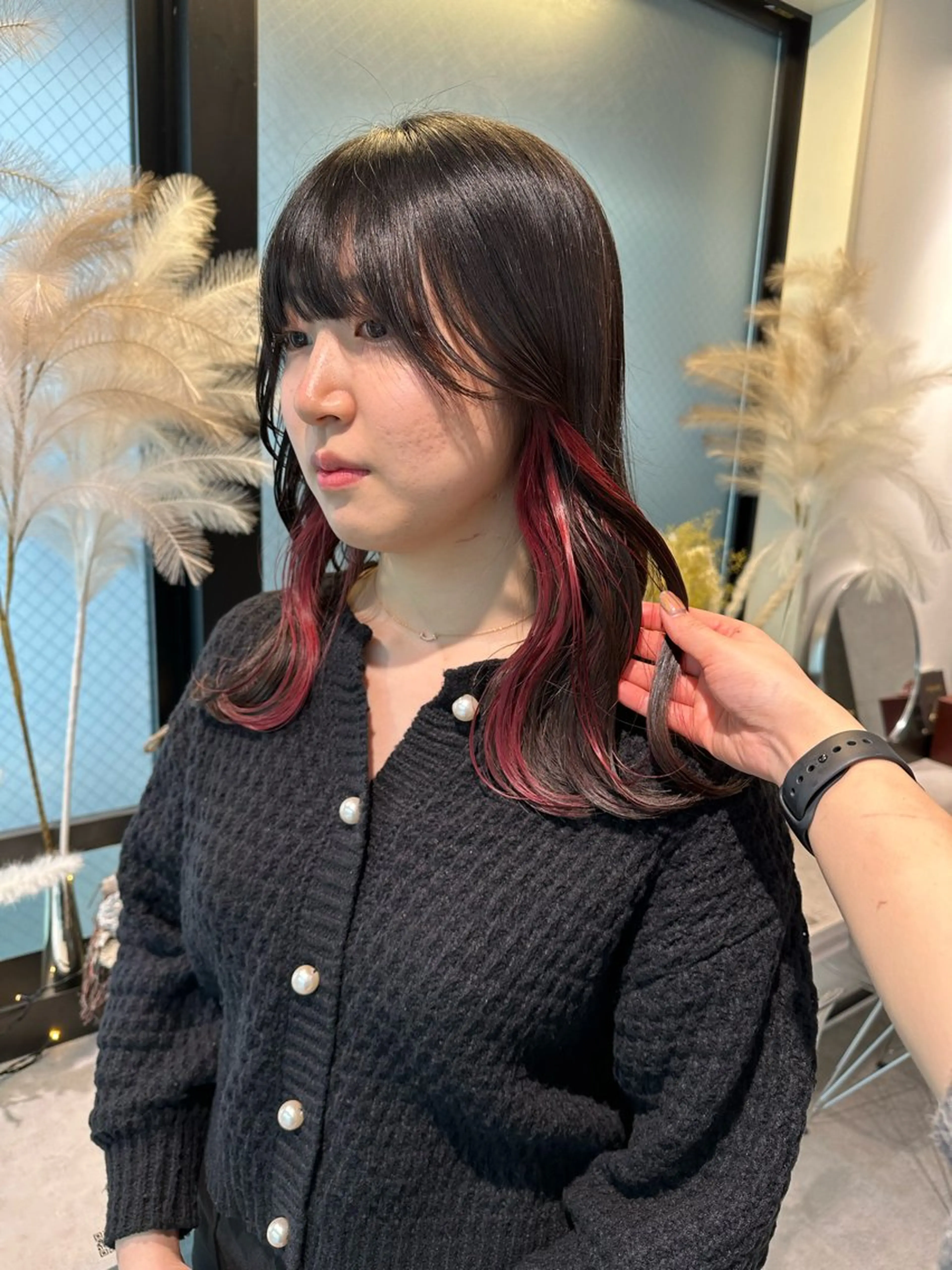 ロング カラー イヤリングカラー ピンクカラー カット ヘアカラー トリートメント GO TODAY SHARE SALON 原宿本店所属・ブリーチ/ハイトーン 艶カラー/ユリナのヘアスタイル
