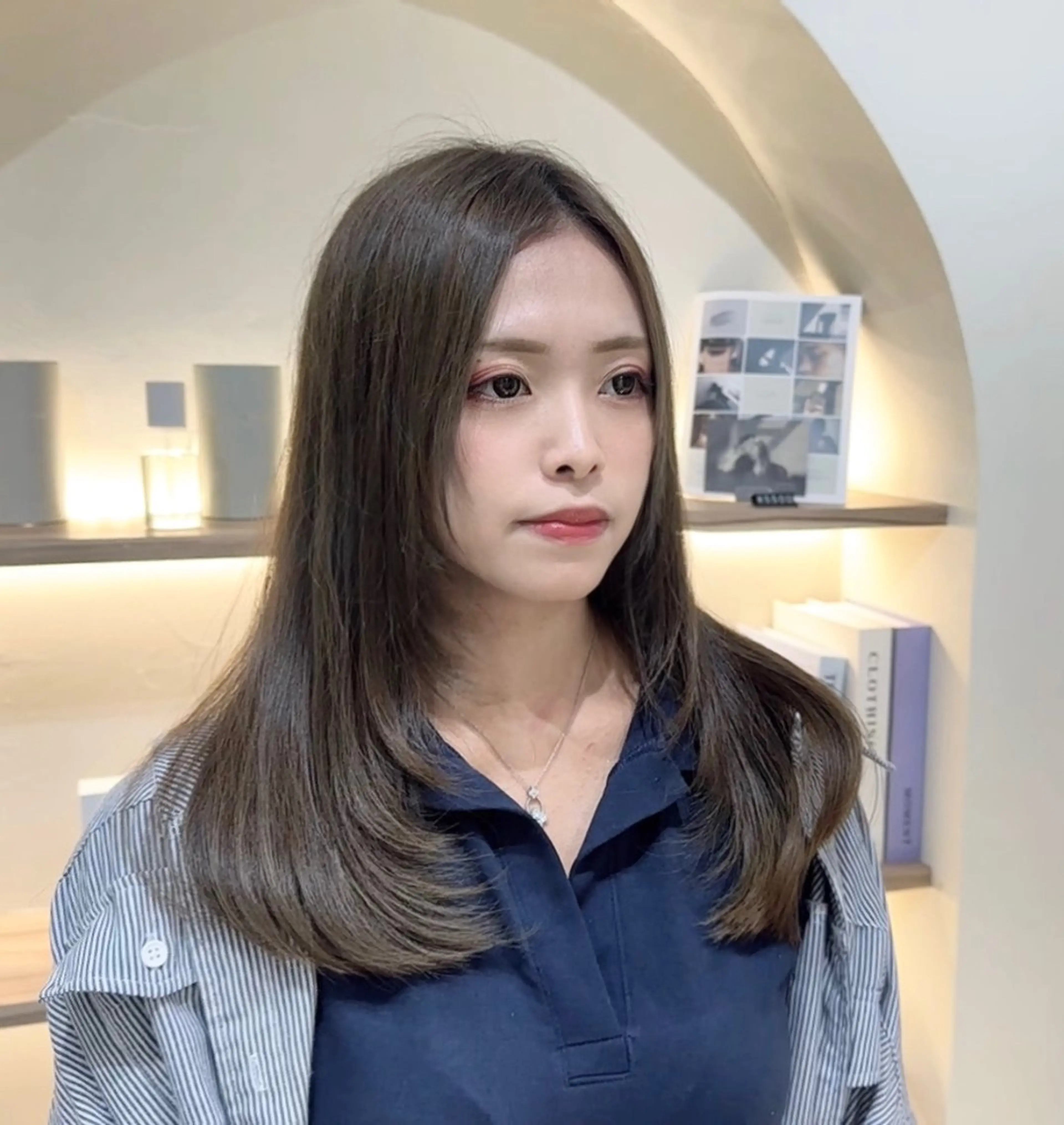 ミディアム 韓国風ヘア レイヤーカット 韓国ヘア/艶髪ロング グレージュ/kanaのヘアスタイル