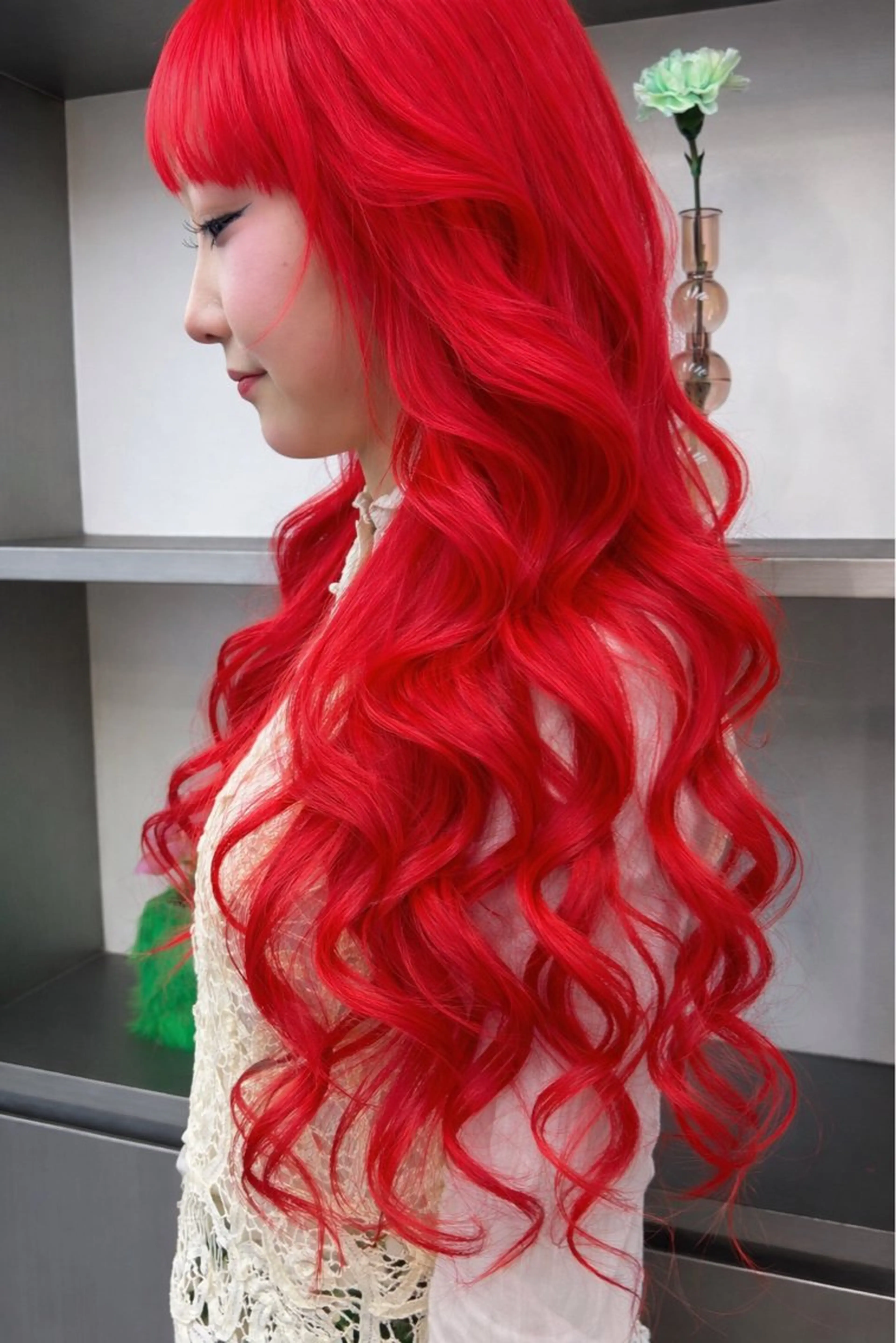 ミディアム パーマ メンズ ヘアカラー トリートメント 🎨ハイトーン/ 切りっぱなし みつきのヘアスタイル