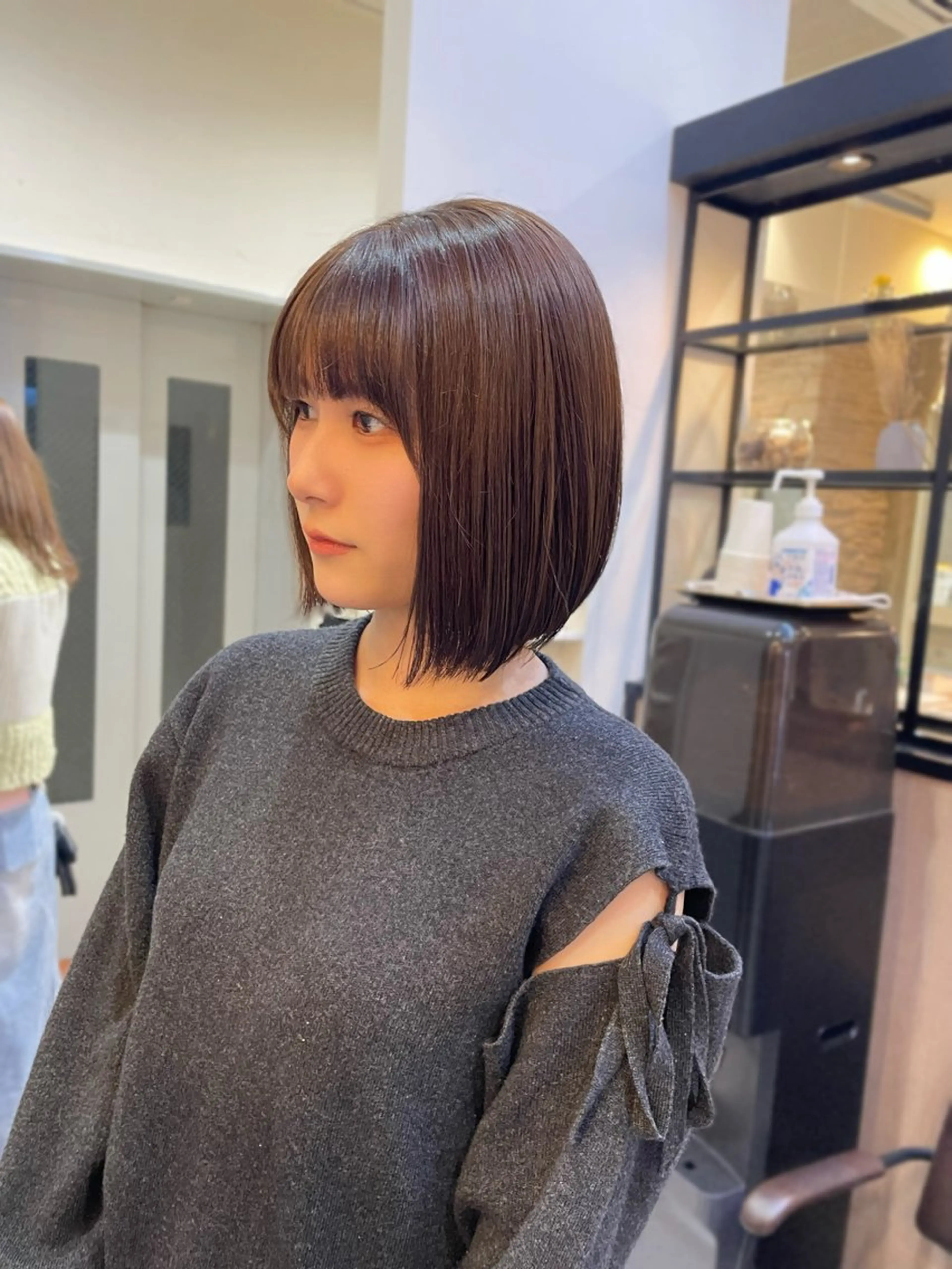 ミディアム カット トリートメント mao♡ベージュ/ 顔周りカットのヘアスタイル