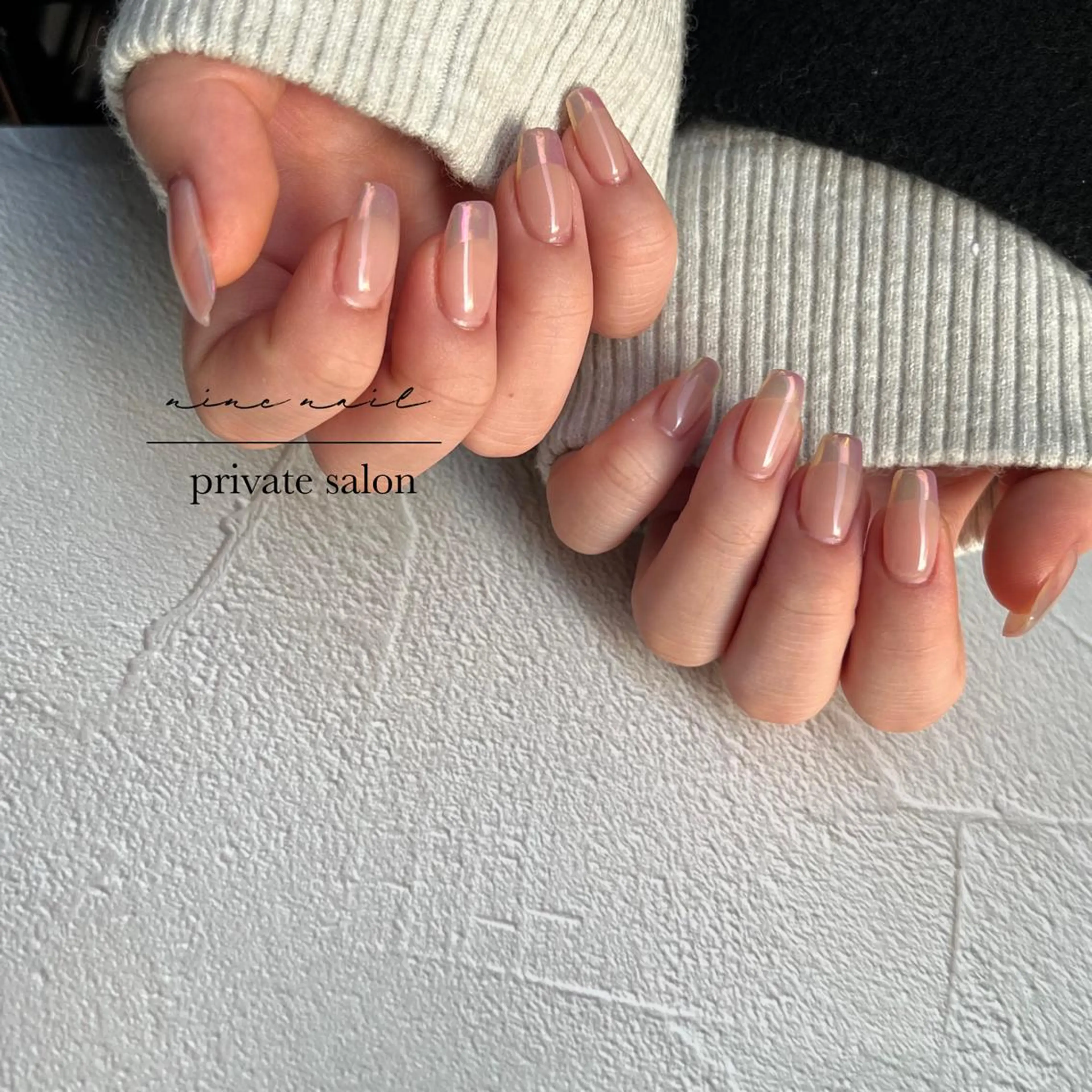 ネイル オーロラネイル フレンチネイル ミラーネイル nine nailのネイルデザイン