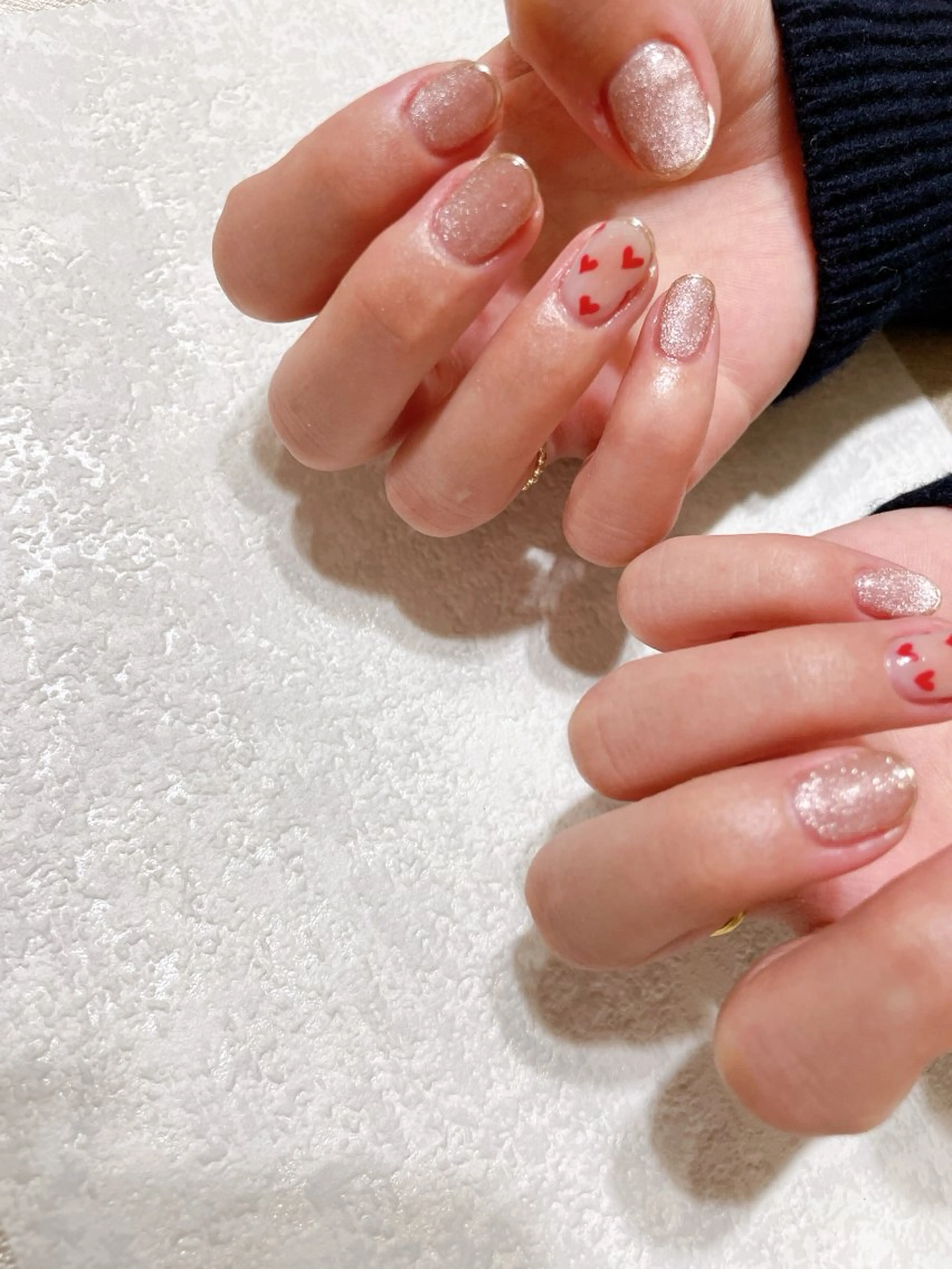 ネイル ジェルネイル ハート 韓国ネイル マグネットネイル パラジェル kikinail 溝の口のネイルデザイン