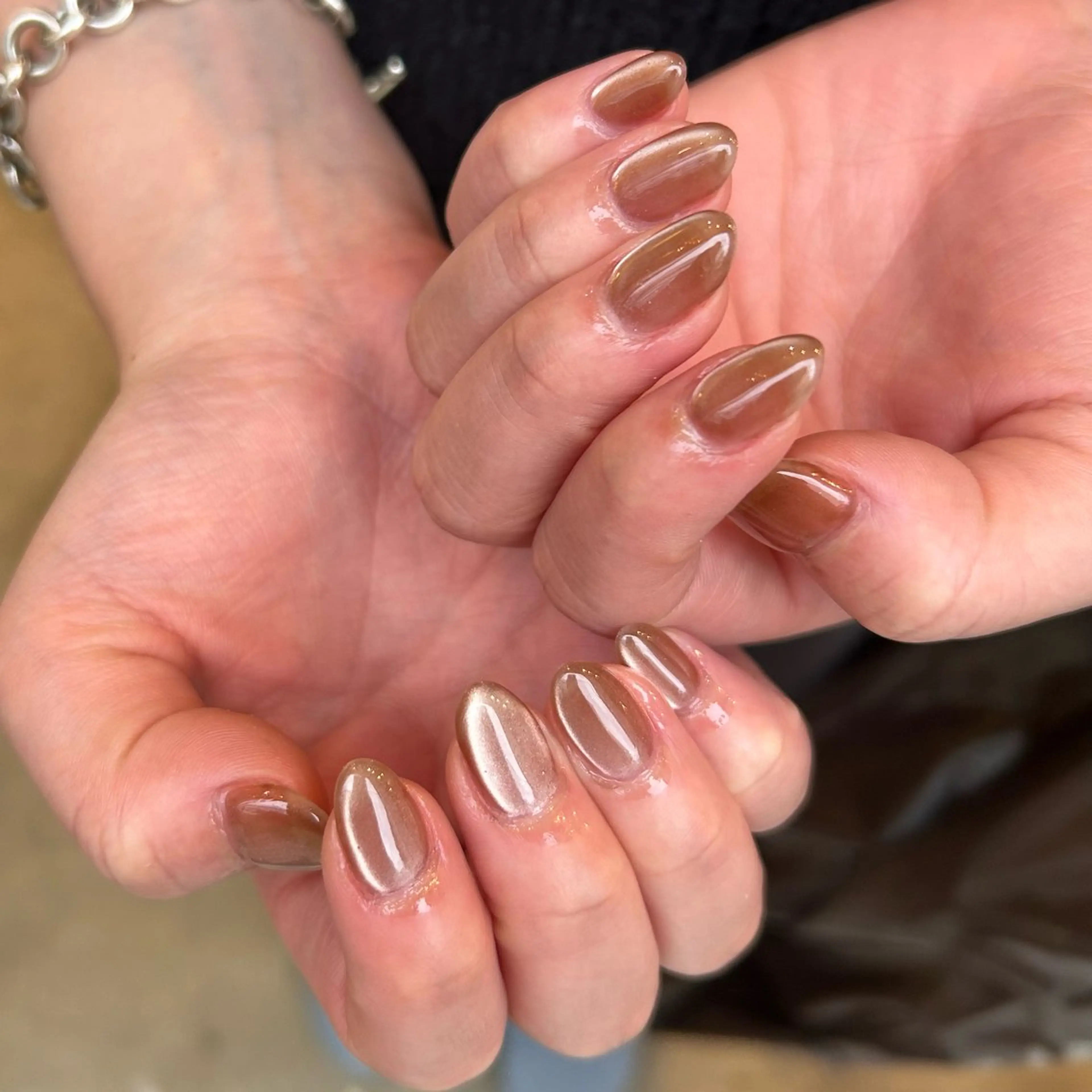 ネイル ブラウン マグネットネイル Yumi 広尾|恵比寿ネイルのネイルデザイン