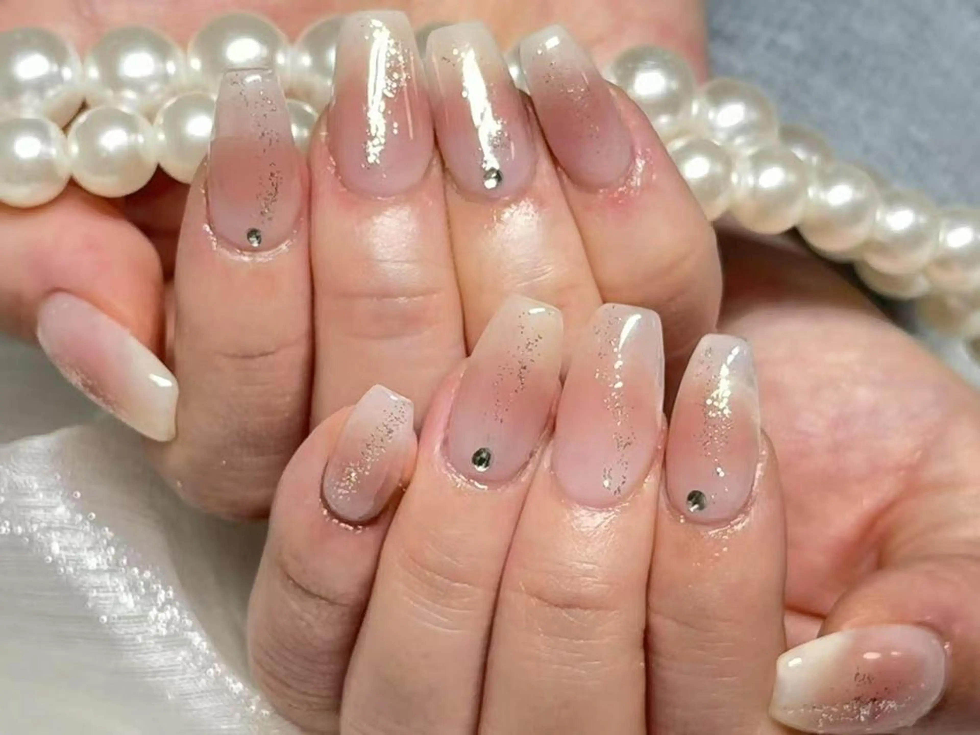 ネイル アートネイル クリアネイル 成人式 長さ出し フラッシュネイル ハンドネイル Ru na🍳のネイルデザイン