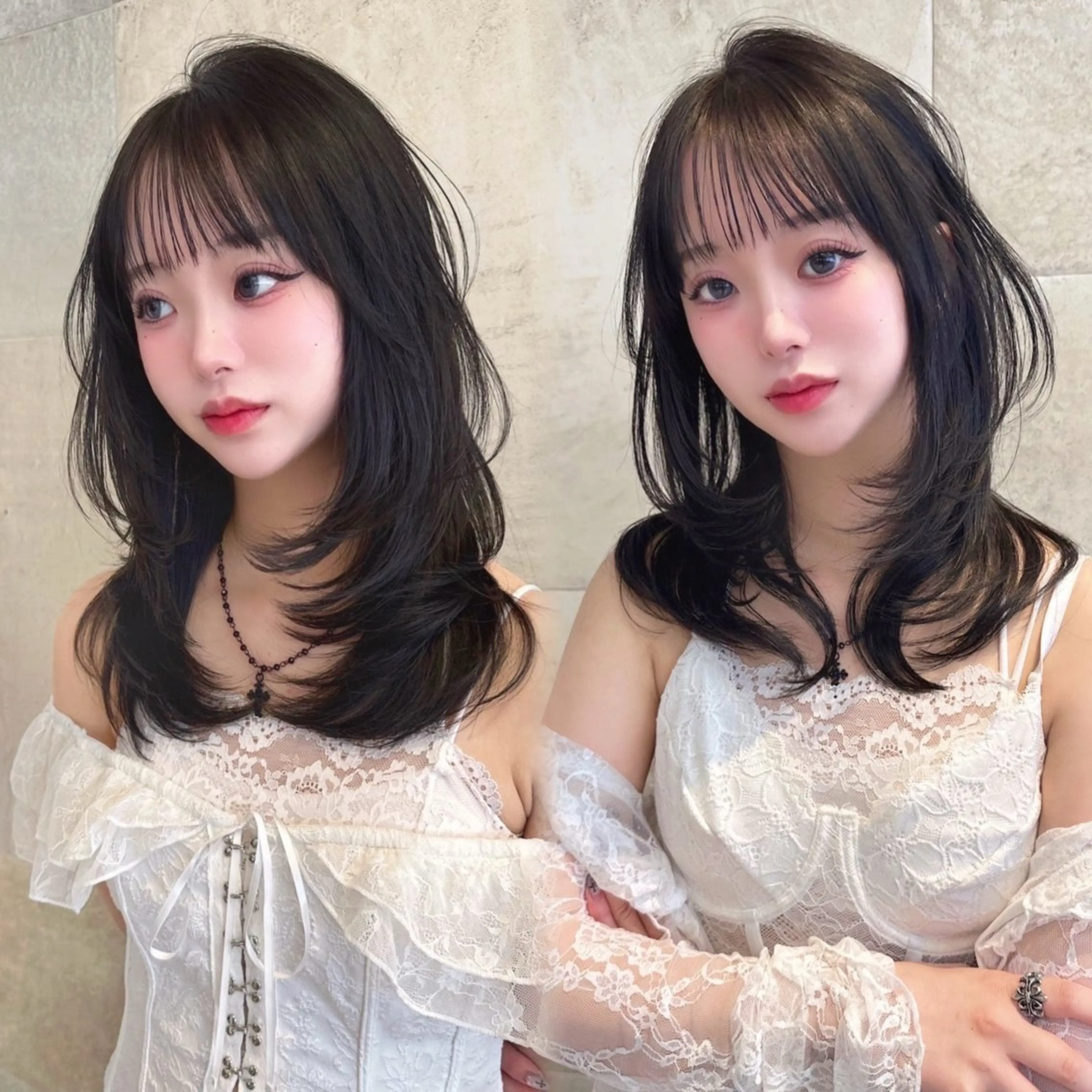 ミディアム カラー カット ヘアカラー トリートメント 荻野 峻輔/レイヤー /韓国ヘア/艶カラーのヘアスタイル