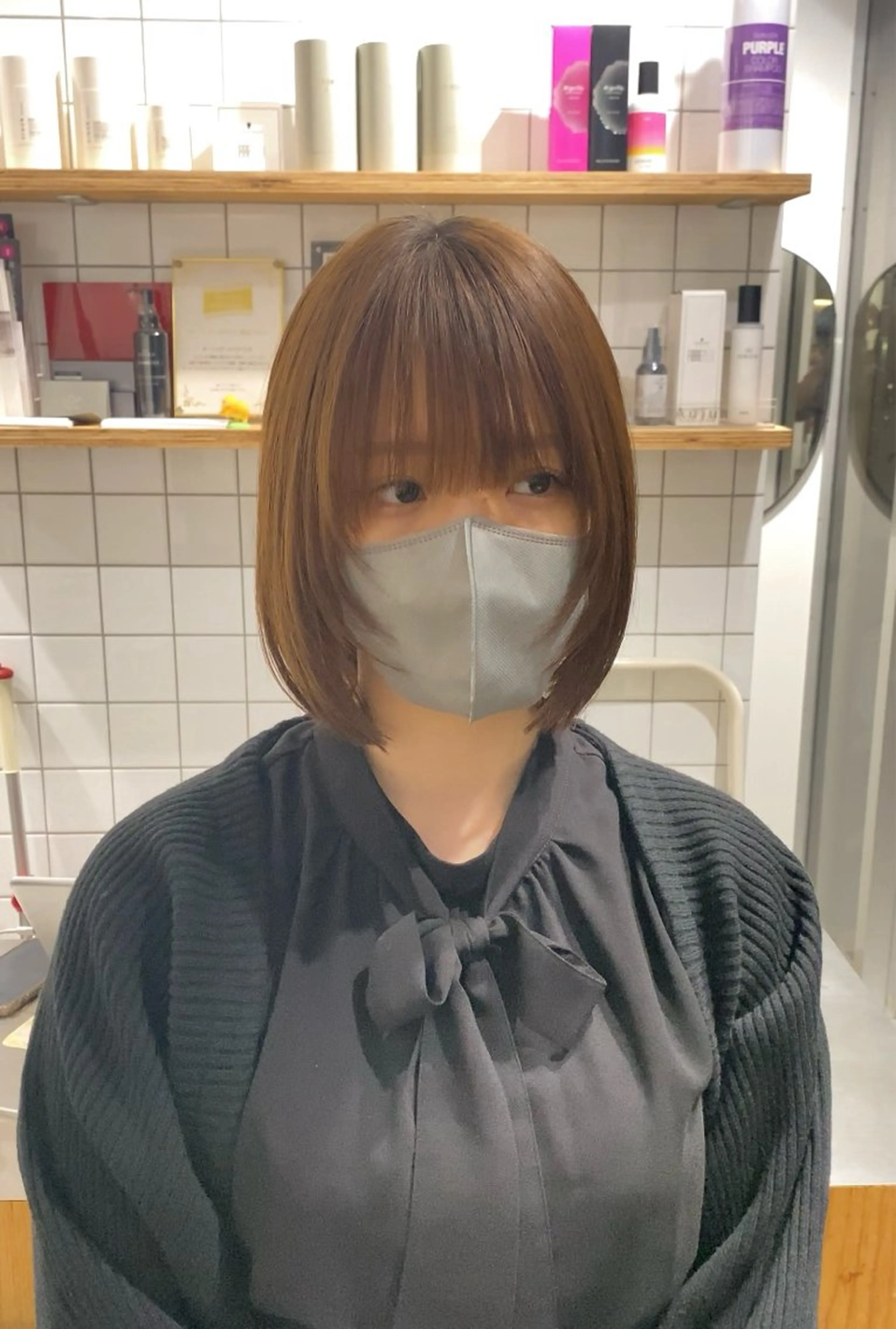 ショート カラー ブラウンカラー ミルクティーブラウン 顔周りカット レイヤーカット ウルフカット カット ヘアカラー トリートメント ヘアセット SALOWIN新宿三丁目【サロウィン】所属・レイヤー🔶髪質改善 🔶透明感カラー青木のヘアスタイル