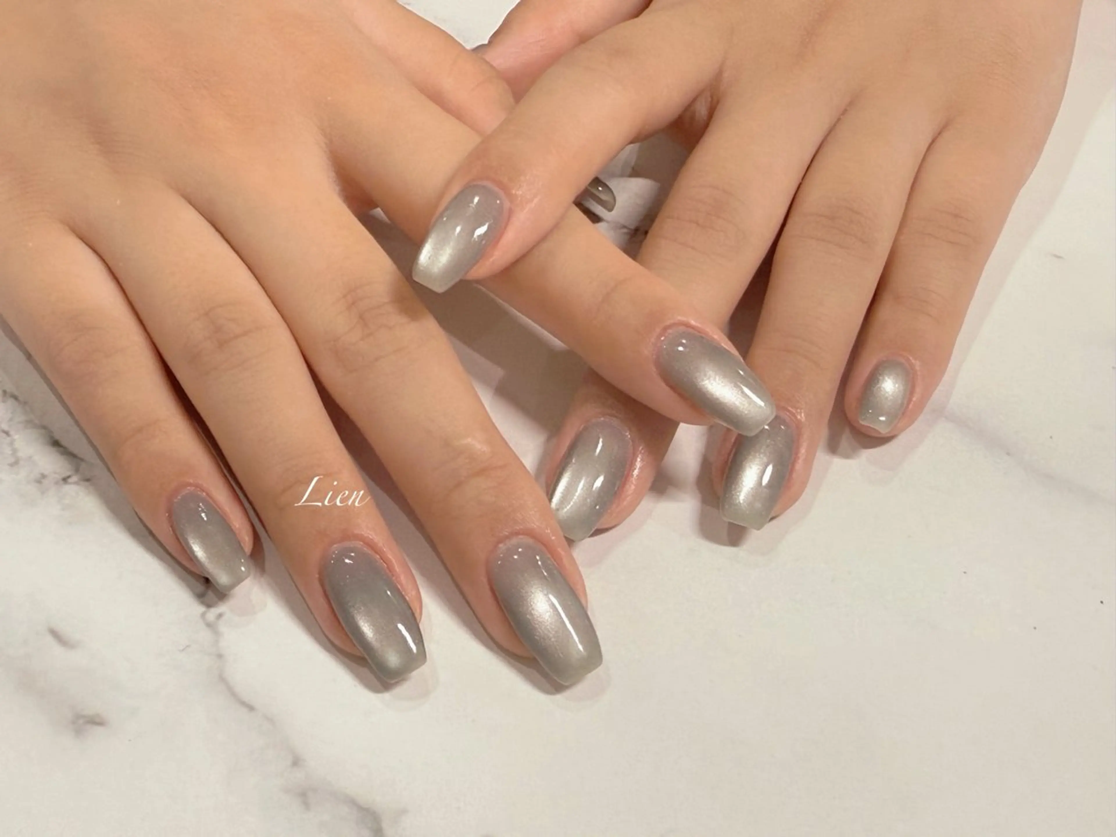 ネイル 長さ出し フットネイル フレンチネイル ジェルネイル ガラスフレンチ ハンドネイル Lien（リアン） 銀座駅6分のネイルデザイン